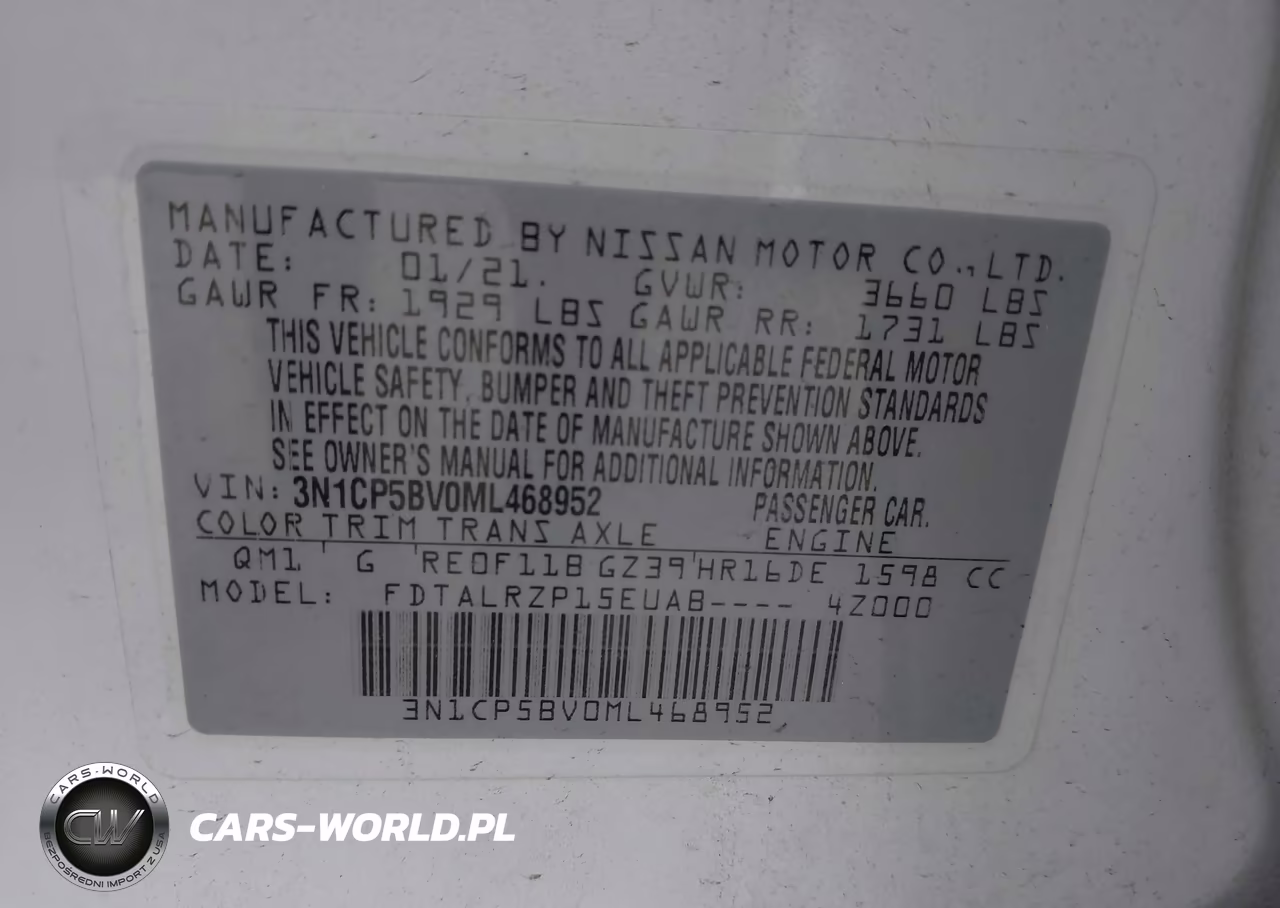 2021 Nissan Kicks S Xtronic Cvt VIN:3N1CP5BV0ML468952 - 8