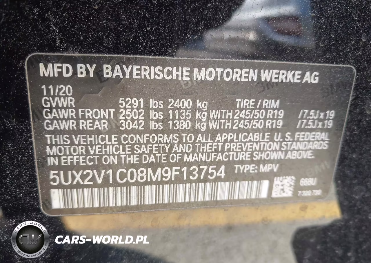 2021 BMW X4 xDrive30I VIN:5UX2V1C08M9F13754 - 9
