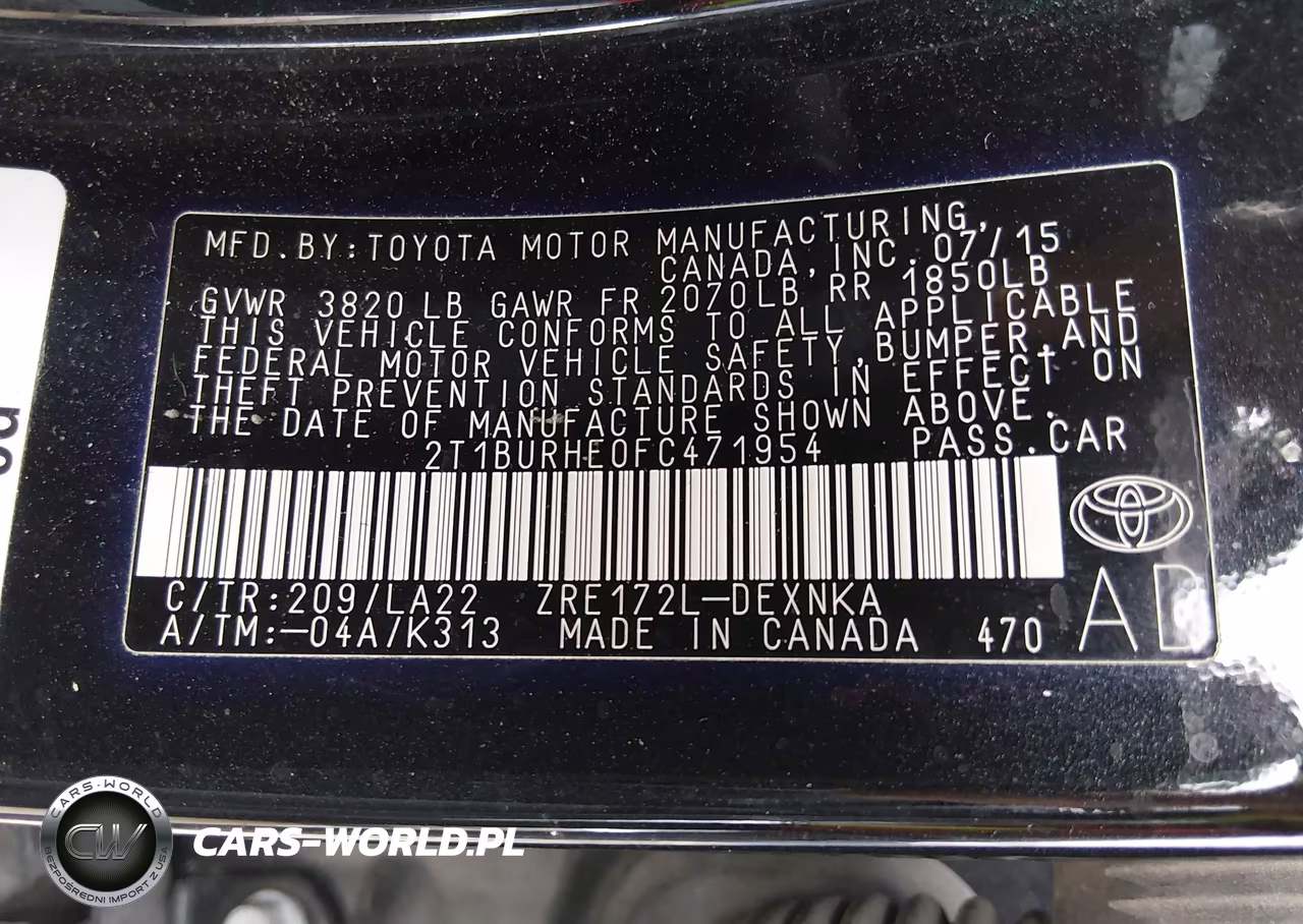 2015 Toyota Corolla Le Premium VIN:2T1BURHE0FC471954 - 9