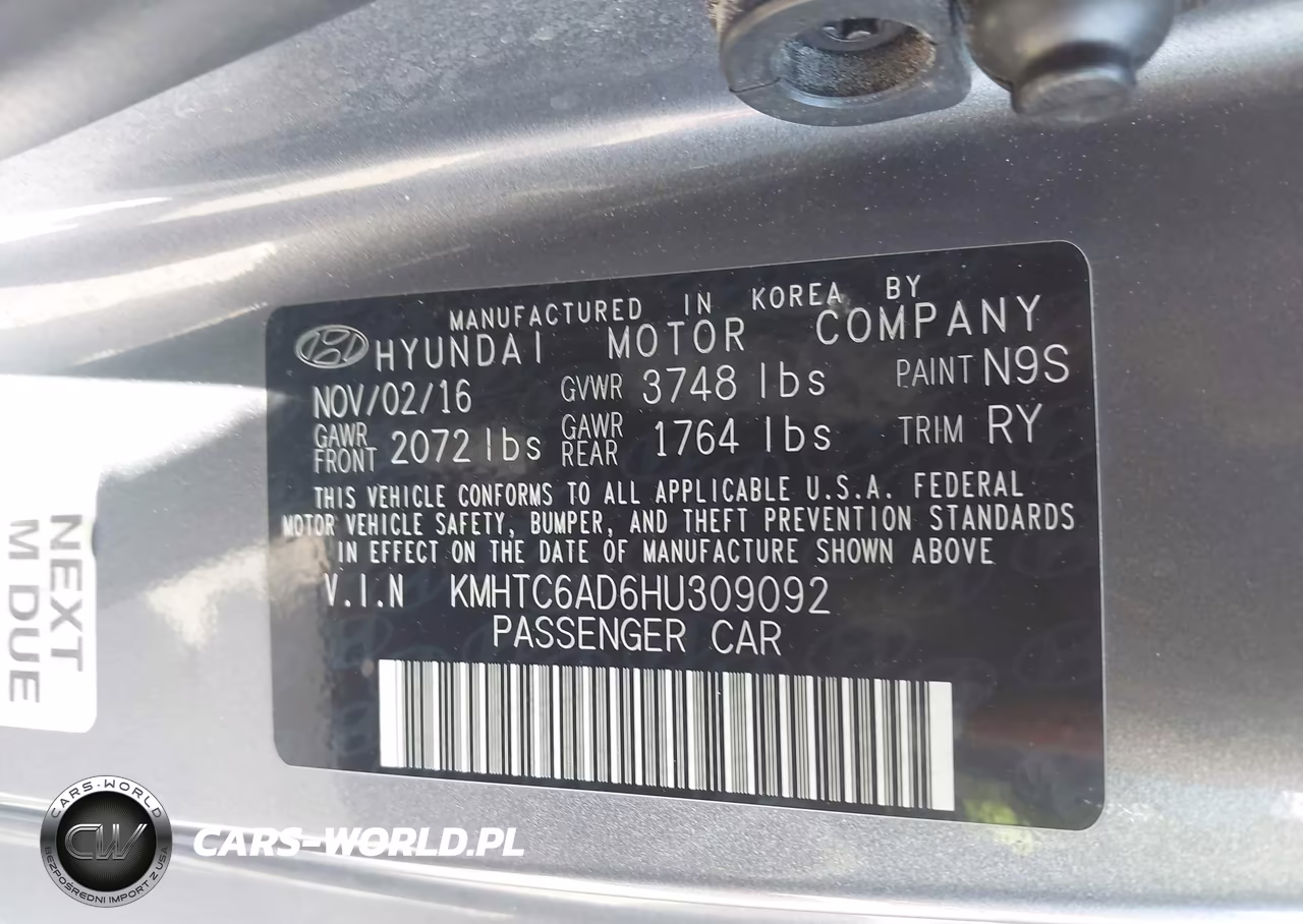 2017 Hyundai Veloster VIN:KMHTC6AD6HU309092 - 9