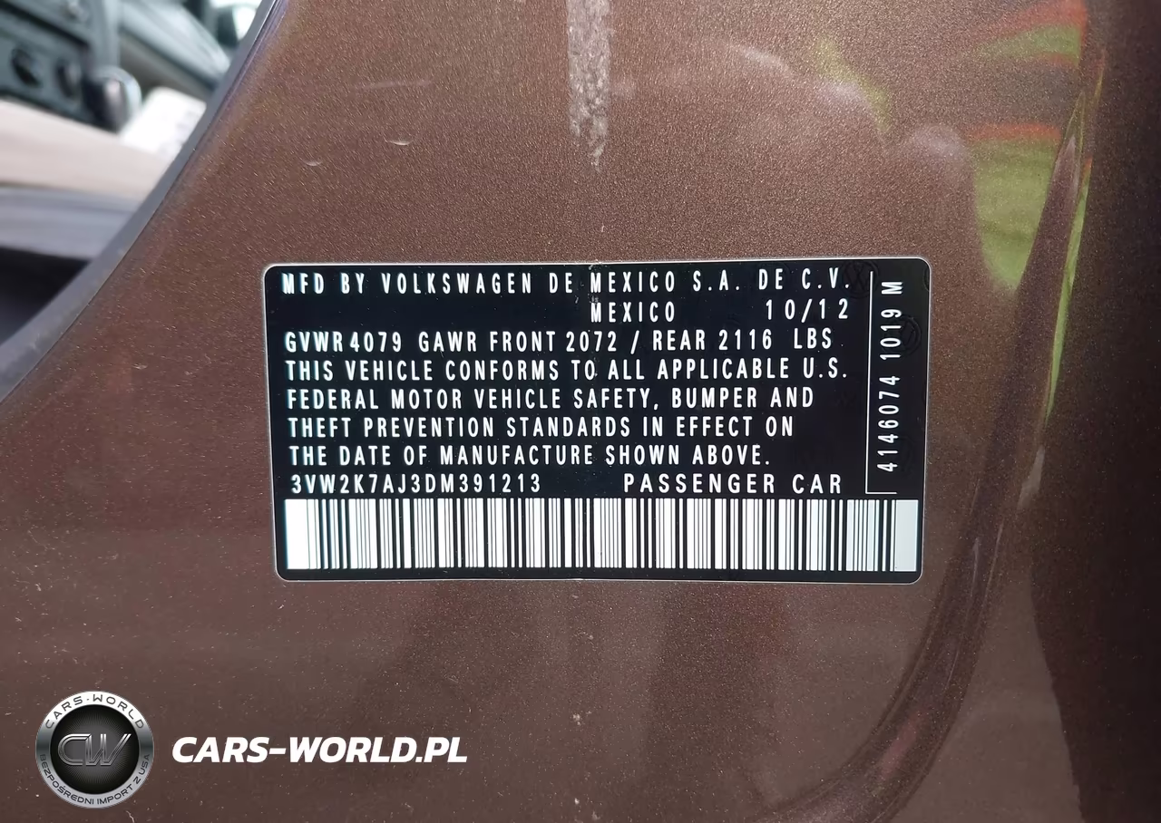 2013 Volkswagen Jetta 2.0L S VIN:3VW2K7AJ3DM391213 - 9