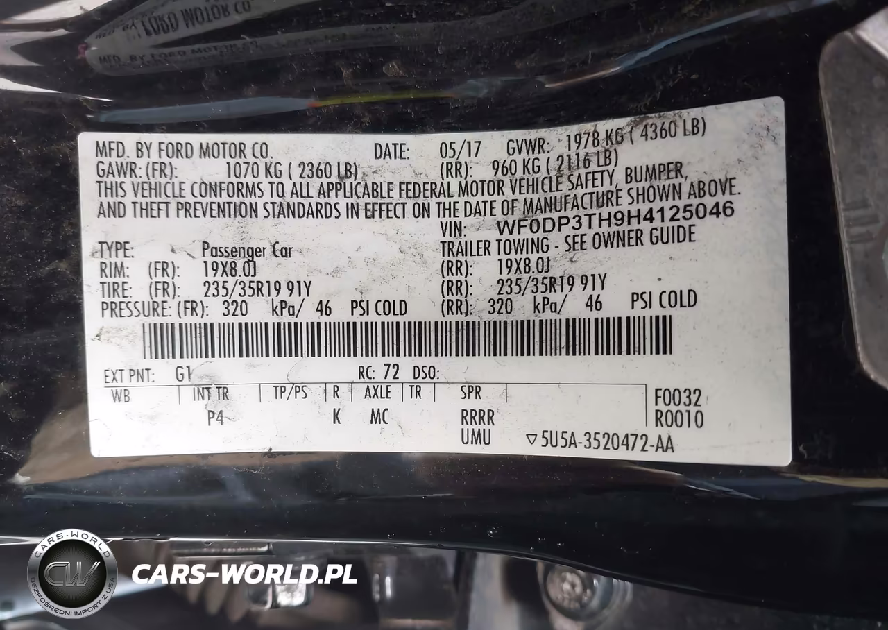 2017 Ford Focus Rs VIN:WF0DP3TH9H4125046 - 9