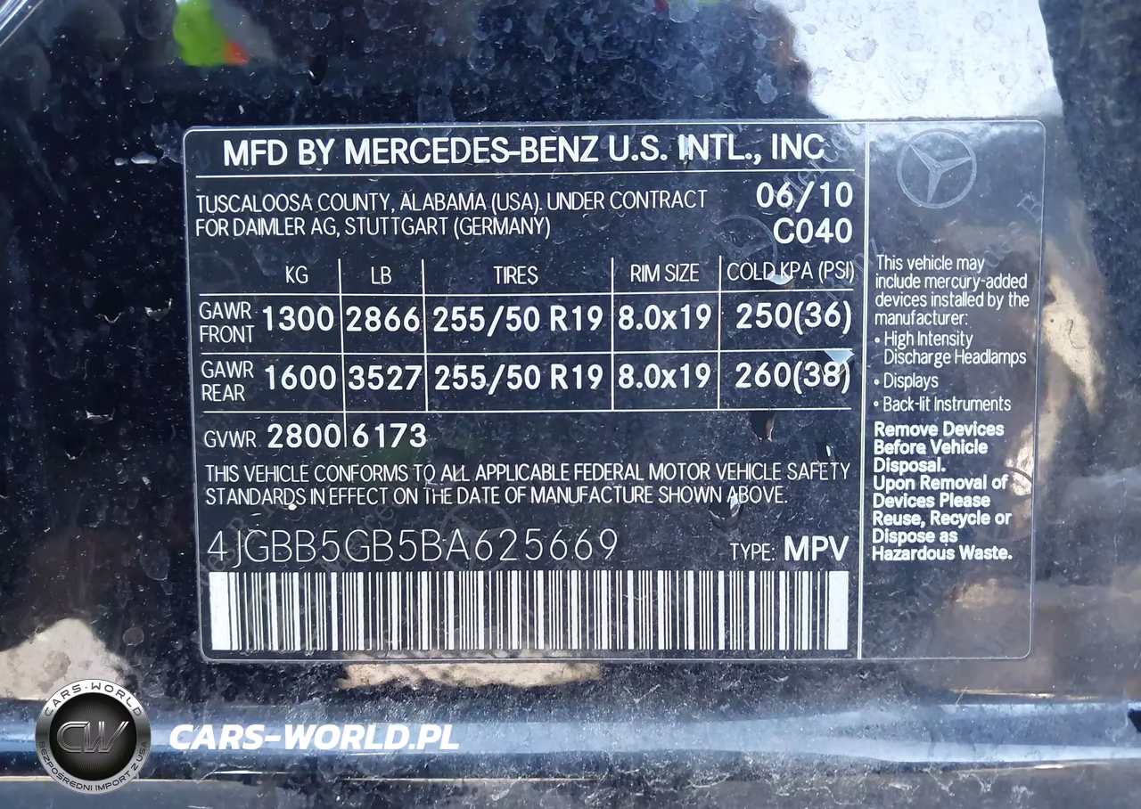 2011 Mercedes-Benz Ml 350 VIN:4JGBB5GB5BA625669 - 9