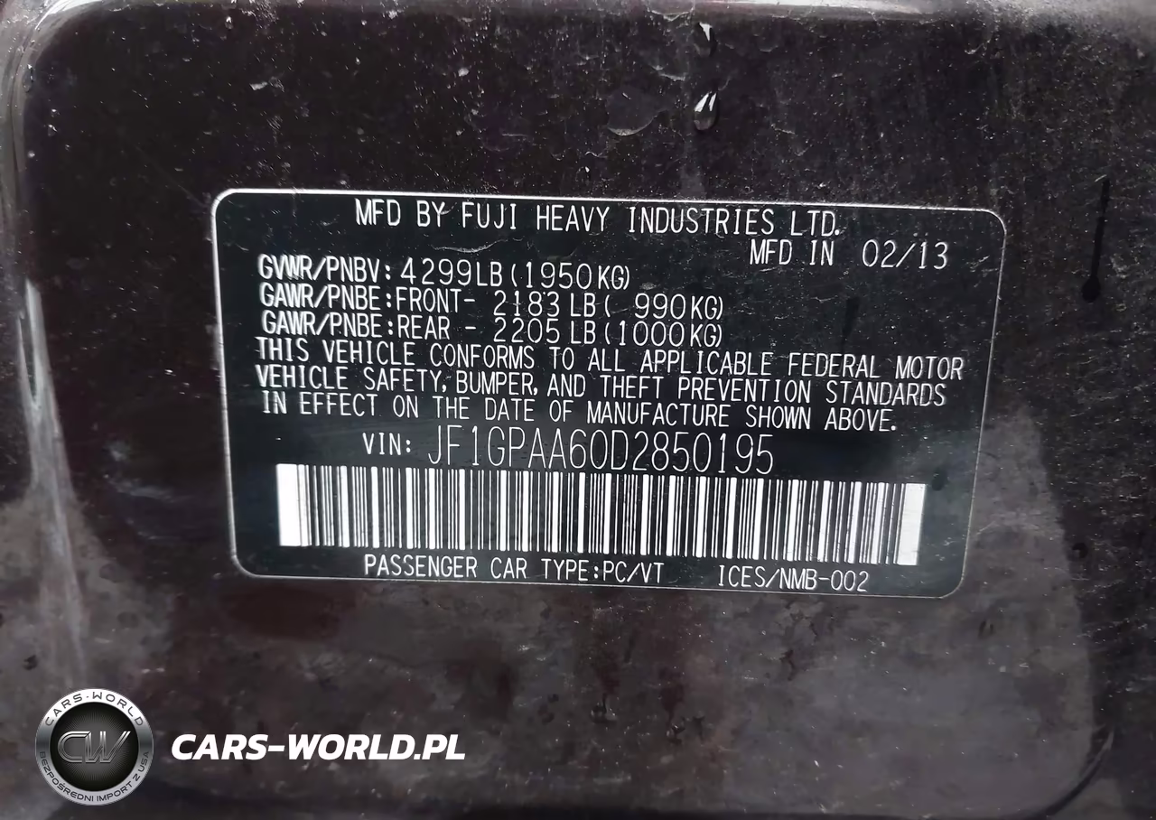 2013 Subaru Impreza Wagon 2.0I VIN:JF1GPAA60D2850195 - 9