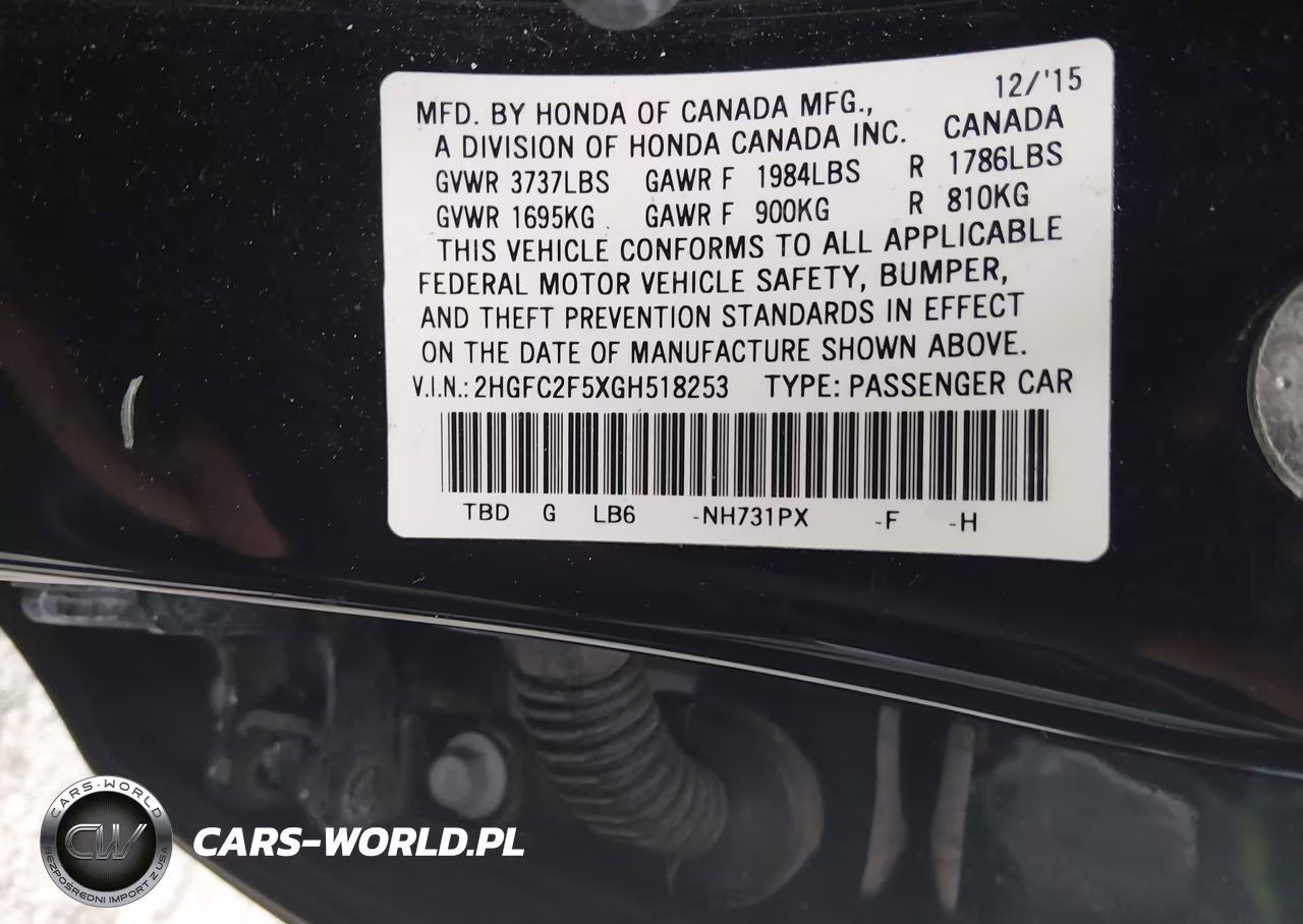 2016 Honda Civic Lx VIN:2HGFC2F5XGH518253 - 9