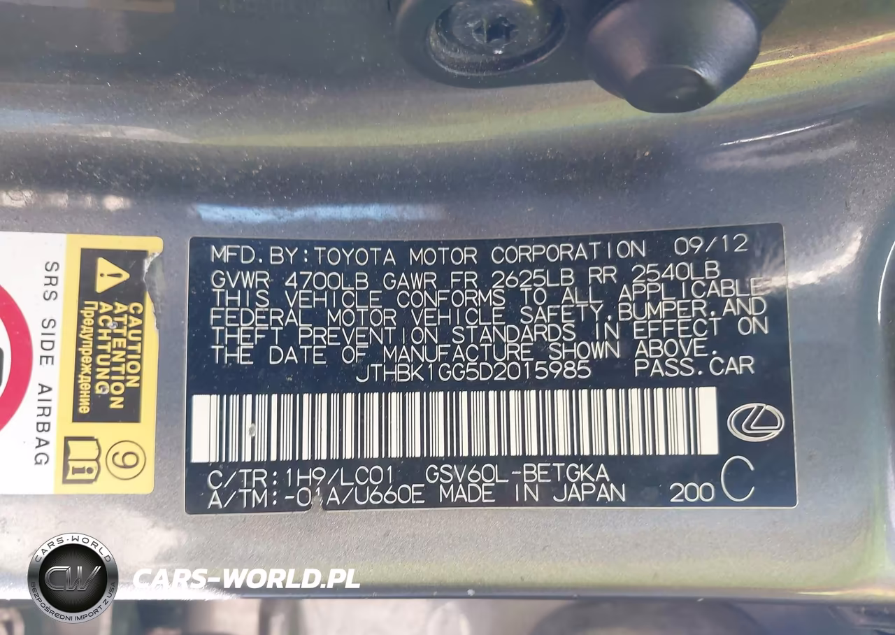 2013 Lexus Es 350 VIN:JTHBK1GG5D2015985 - 9