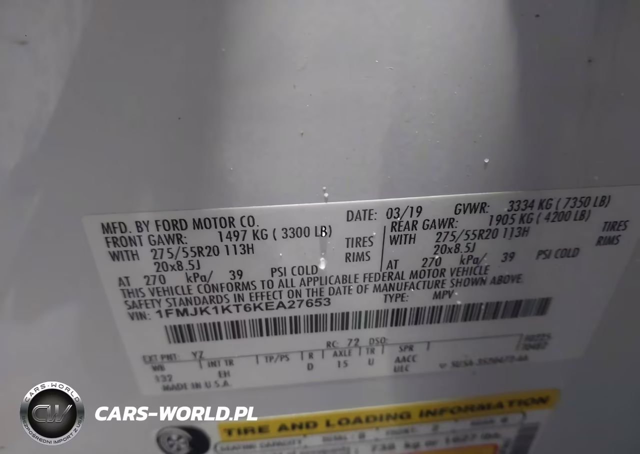 2019 Ford Expedition Max Limited VIN:1FMJK1KT6KEA27653 - 9
