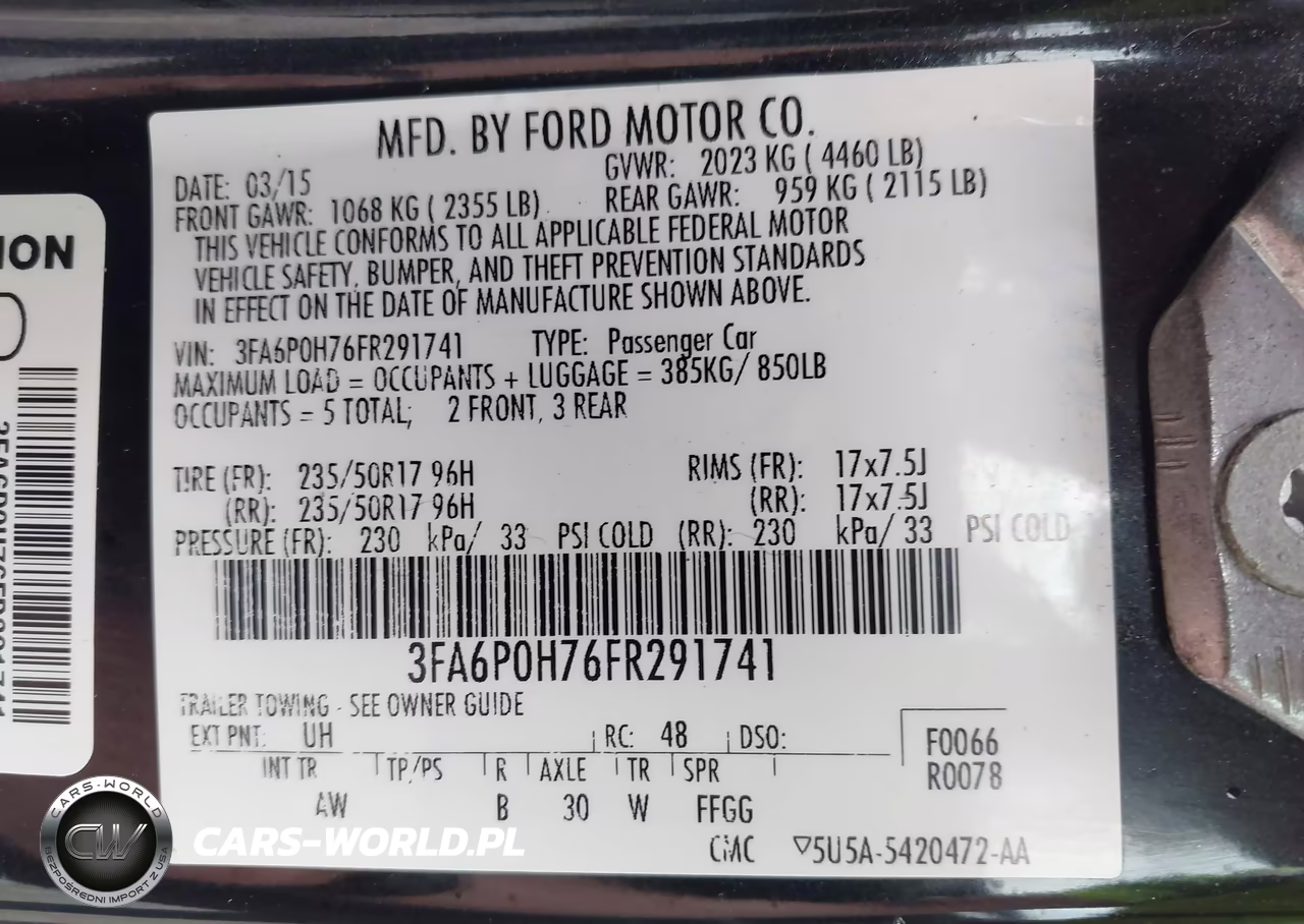 2015 Ford Fusion Se VIN:3FA6P0H76FR291741 - 9