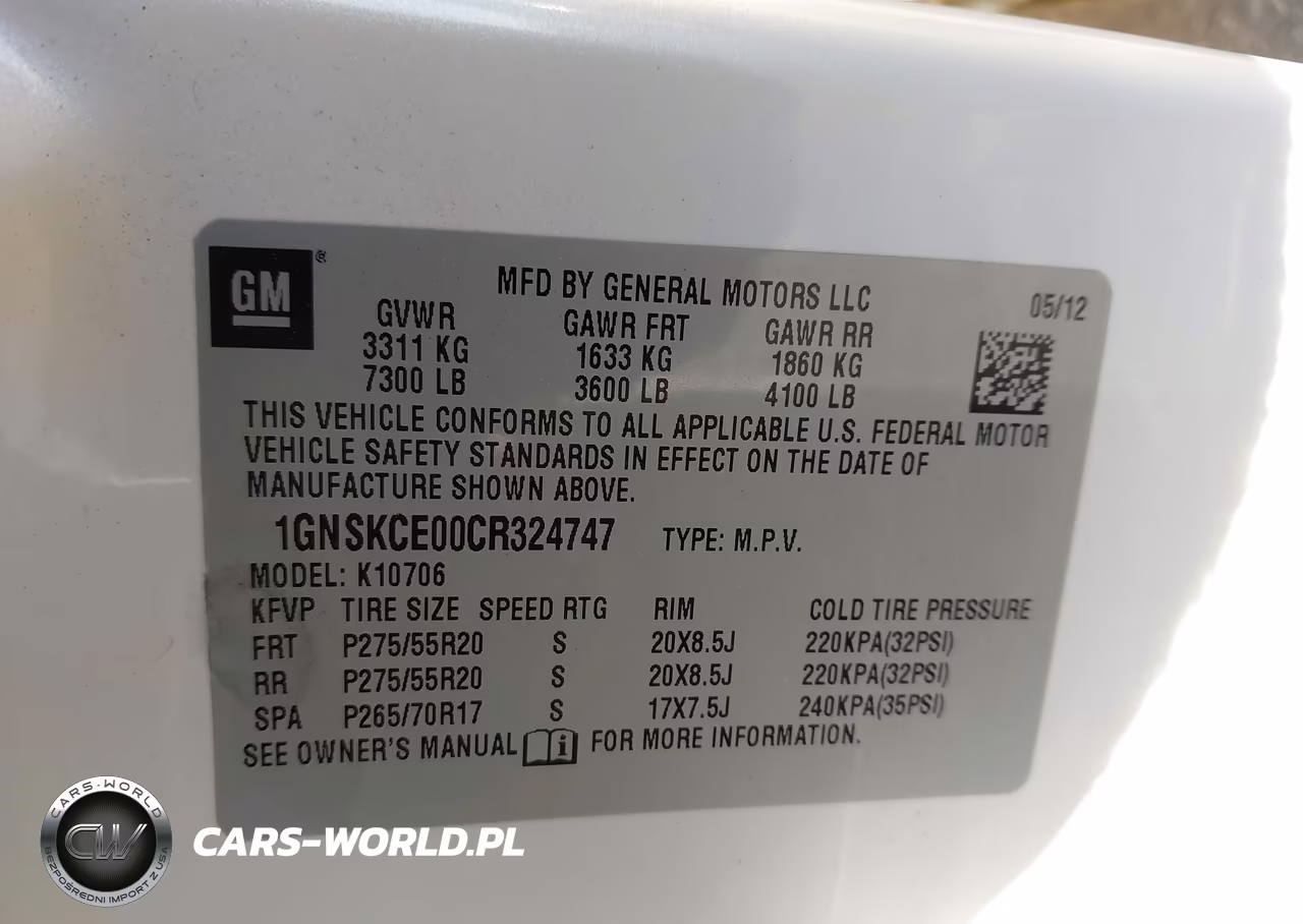 2012 Chevrolet Tahoe Ltz VIN:1GNSKCE00CR324747 - 9