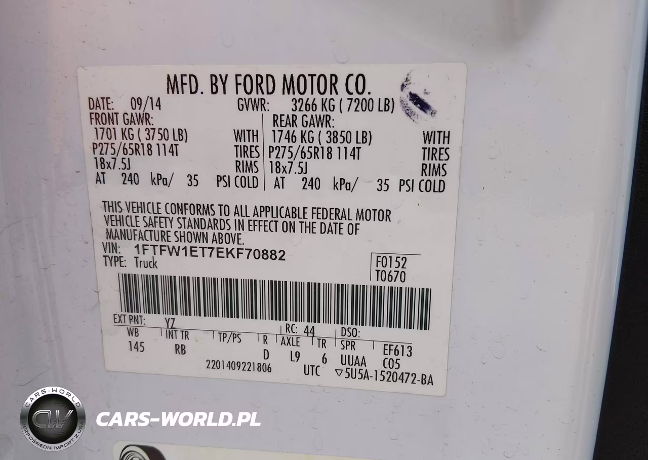 2014 Ford F-150 Fx4 VIN:1FTFW1ET7EKF70882 - 9