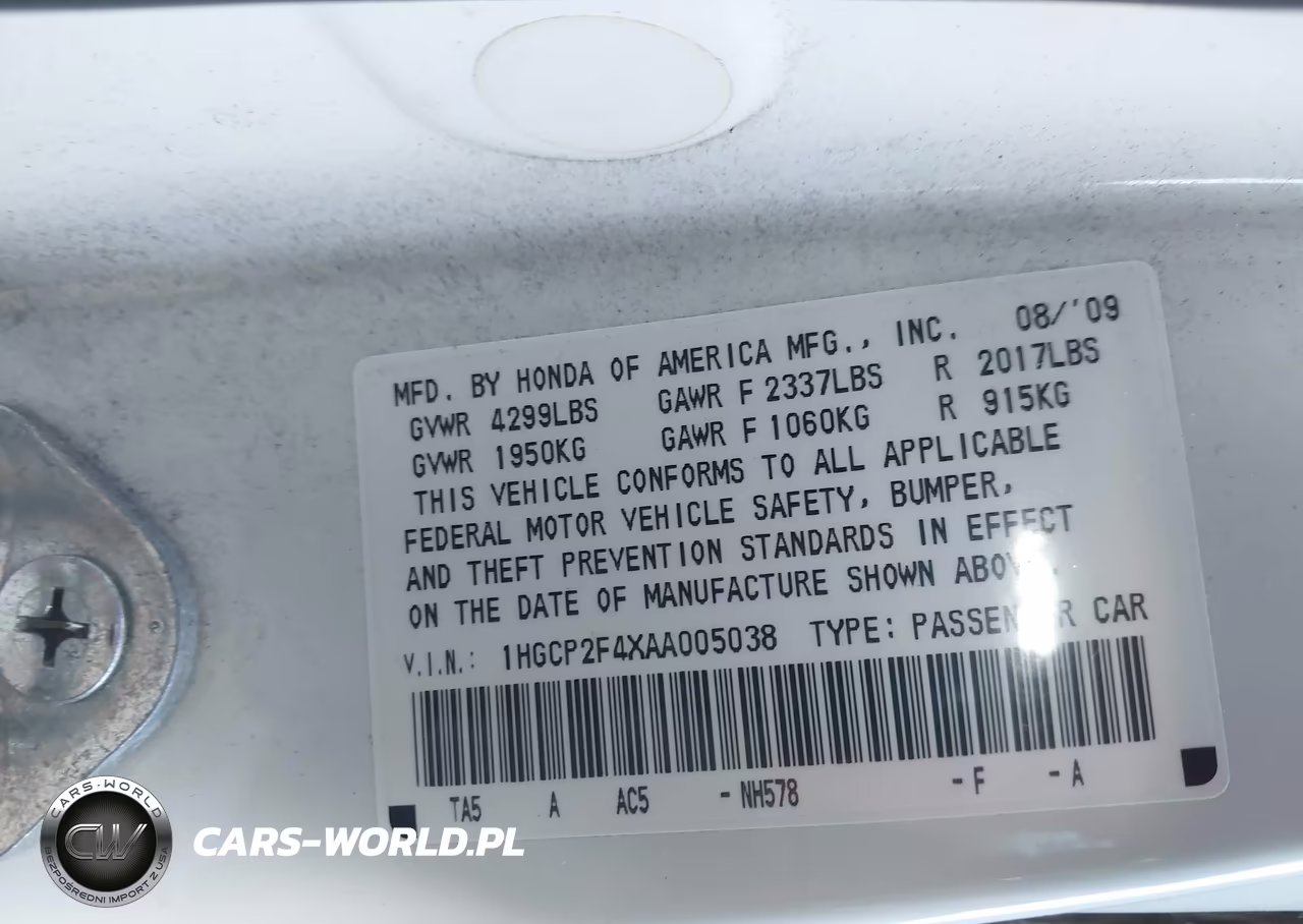 2010 Honda Accord 2.4 Lx-P VIN:1HGCP2F4XAA005038 - 9
