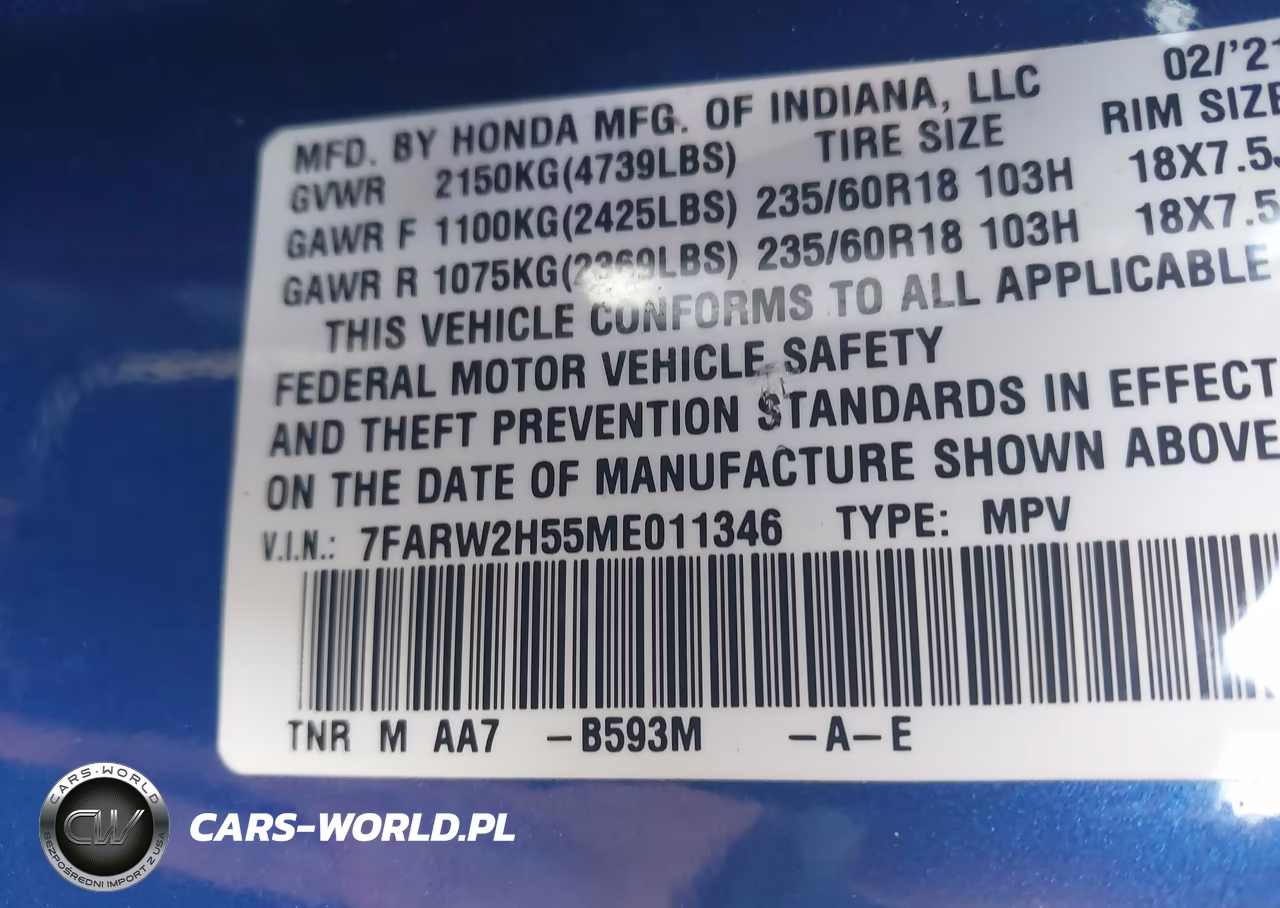 2021 Honda Cr-V Awd Ex VIN:7FARW2H55ME011346 - 9