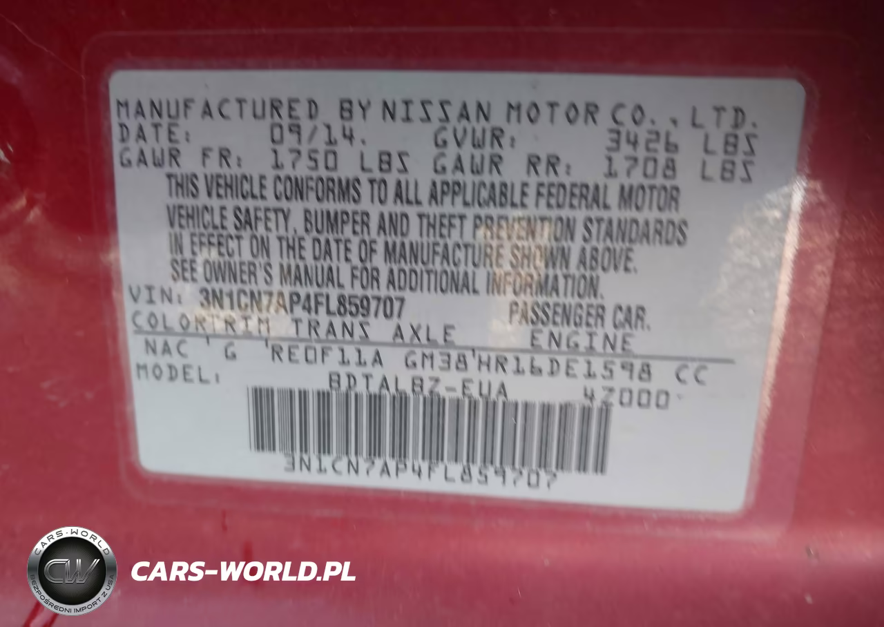2015 Nissan Versa 1.6 Sv VIN:3N1CN7AP4FL859707 - 9