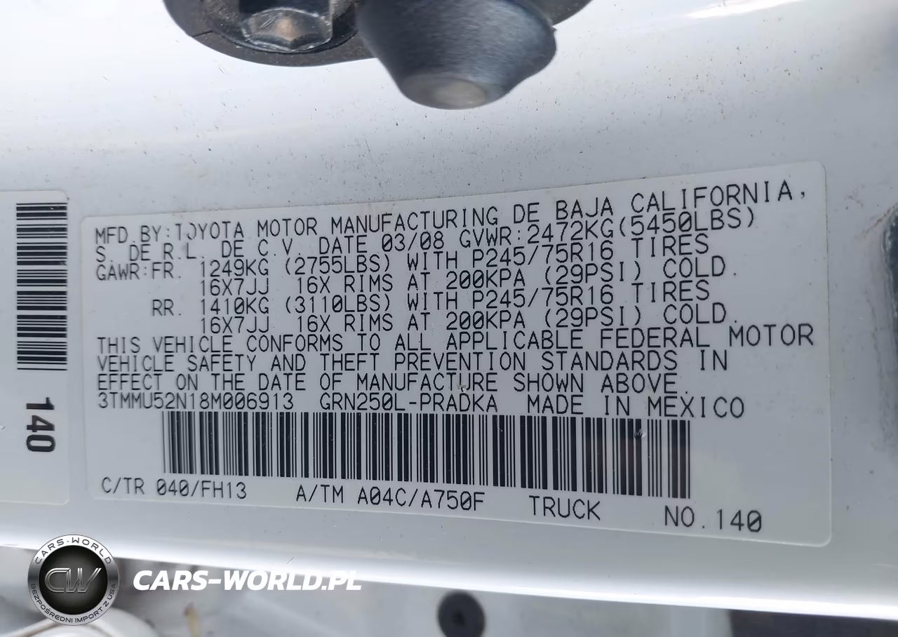 2008 Toyota Tacoma Base V6 VIN:3TMMU52N18M006913 - 9