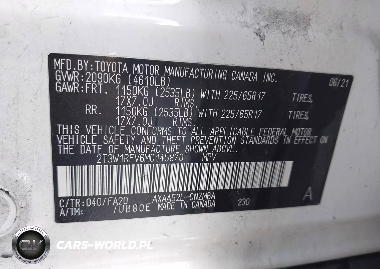 2021 Toyota Rav4 Xle VIN:2T3W1RFV6MC145870 - 9