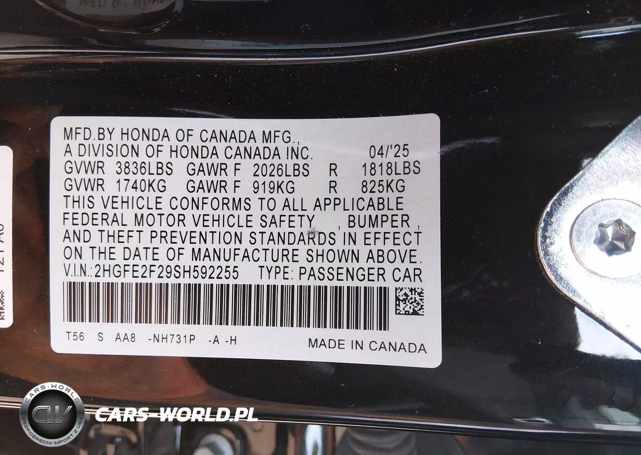 2025 Honda Civic Lx VIN:2HGFE2F29SH592255 - 9