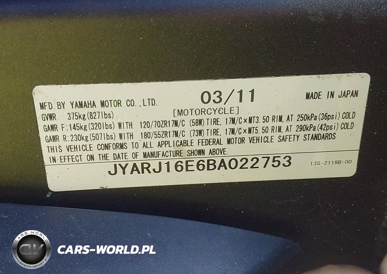 2011 Yamaha Yzfr6 VIN:JYARJ16E6BA022753 - 10