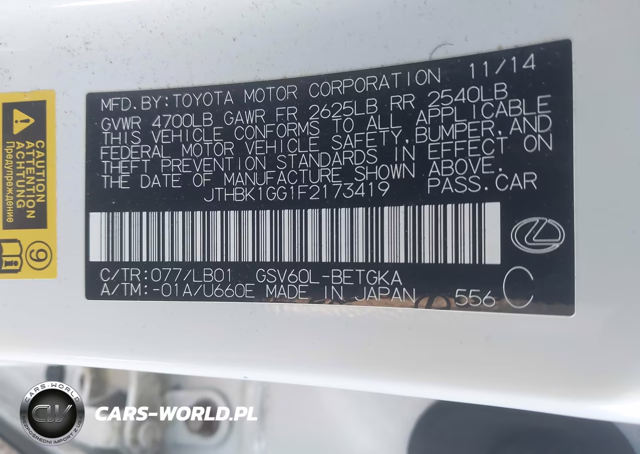 2015 Lexus Es 350 VIN:JTHBK1GG1F2173419 - 9