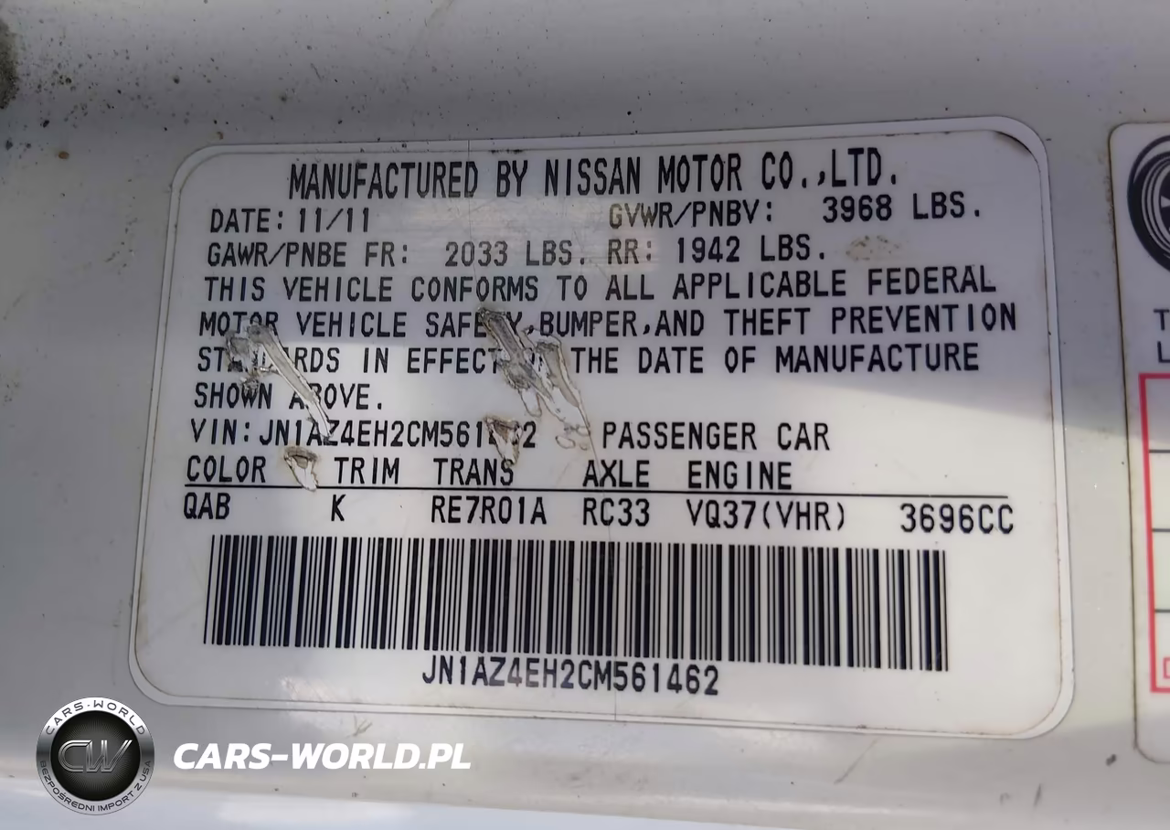 2012 Nissan 370Z Touring VIN:JN1AZ4EH2CM561462 - 9