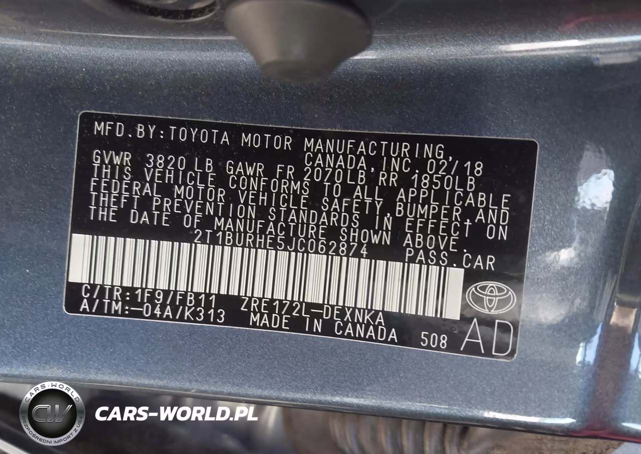 2018 Toyota Corolla Le VIN:2T1BURHE5JC062874 - 9