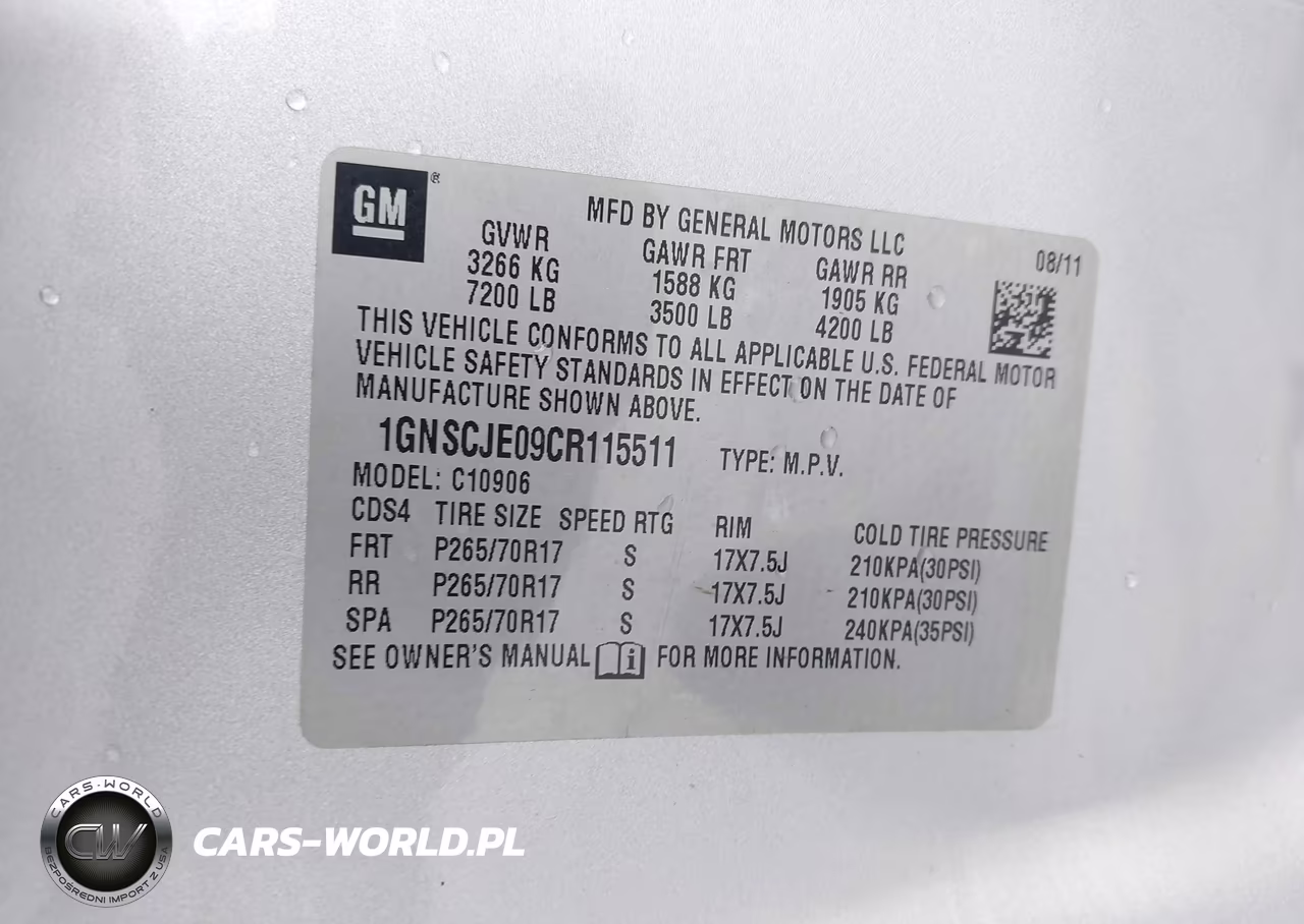 2012 Chevrolet Suburban 1500 Lt VIN:1GNSCJE09CR115511 - 9