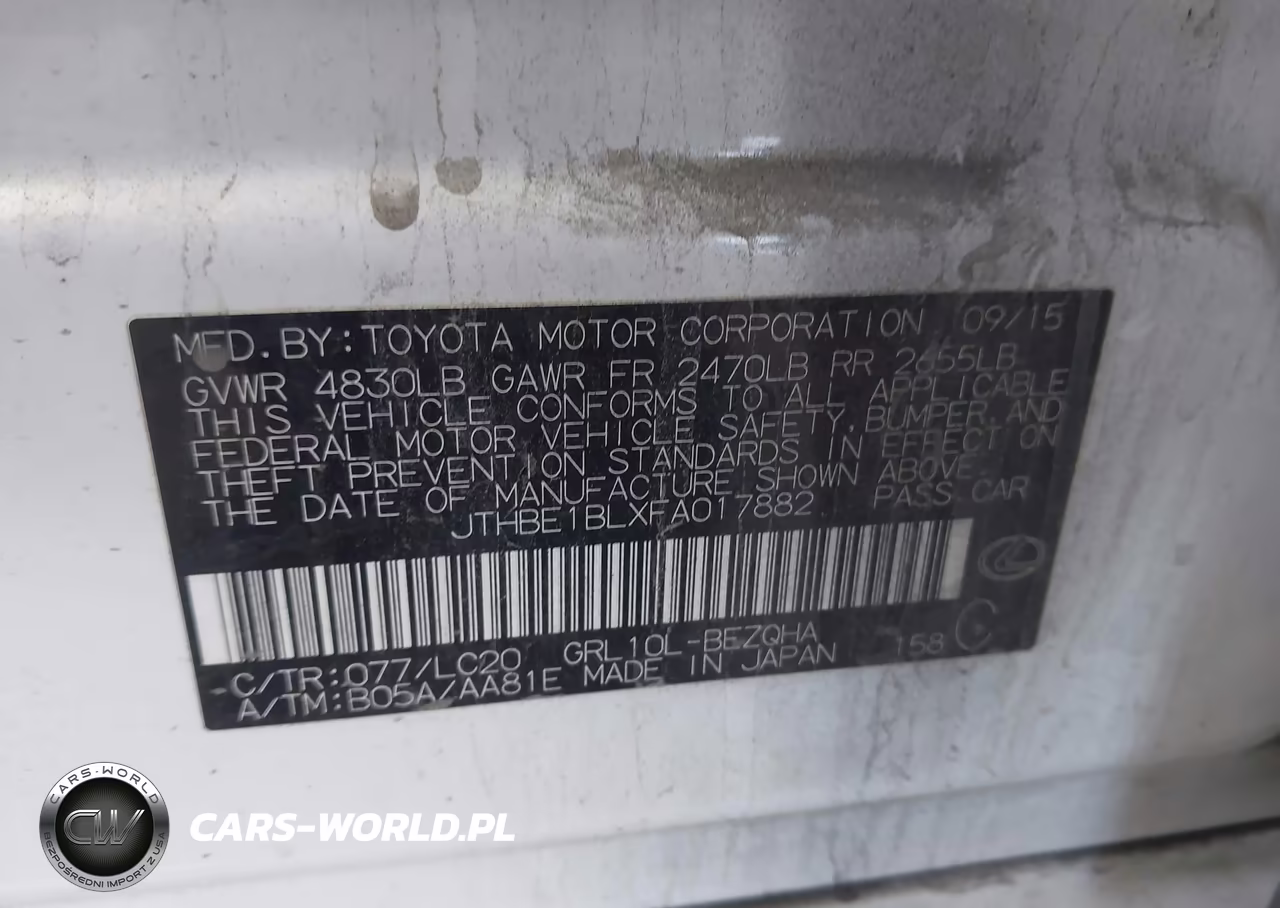 2015 Lexus Gs 350 VIN:JTHBE1BLXFA017882 - 9