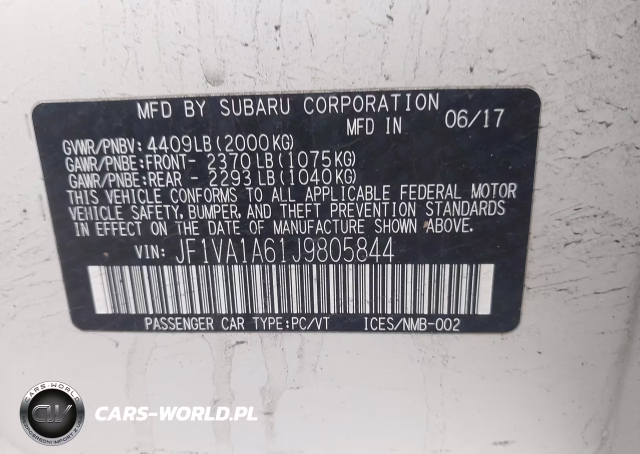 2018 Subaru Wrx VIN:JF1VA1A61J9805844 - 9