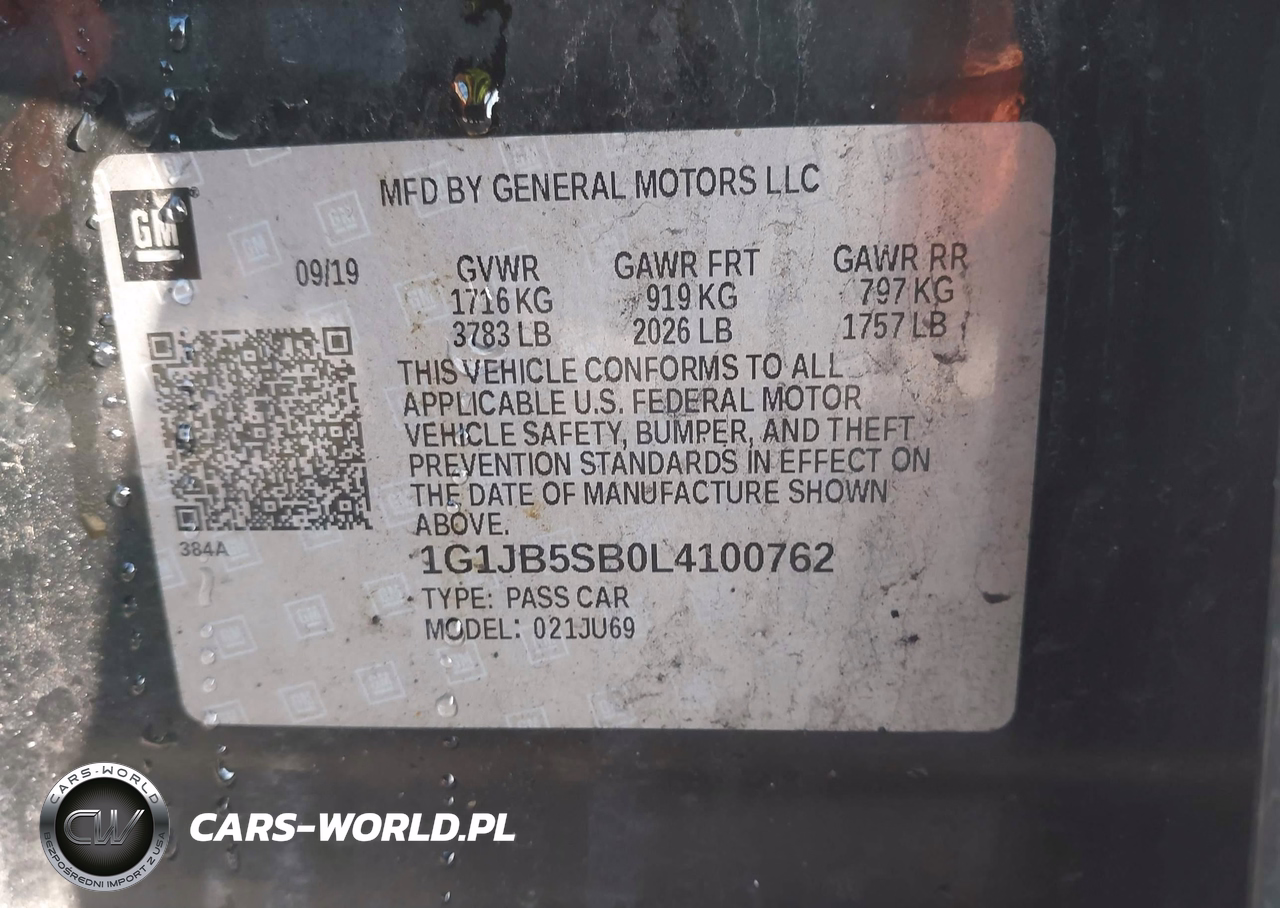2020 Chevrolet Sonic Fwd Ls VIN:1G1JB5SB0L4100762 - 9