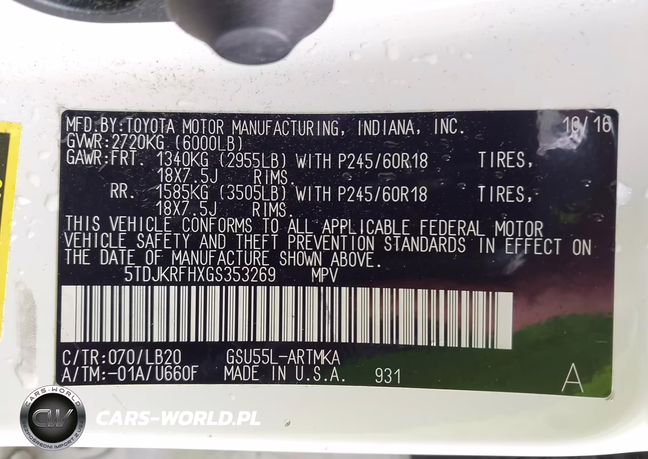 2016 Toyota Highlander Xle V6 VIN:5TDJKRFHXGS353269 - 9