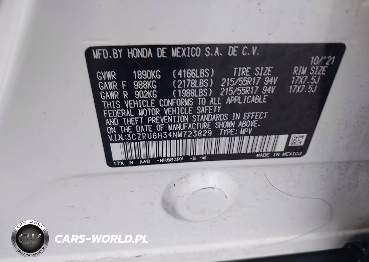 2022 Honda Hr-V Awd Lx VIN:3CZRU6H34NM723829 - 9