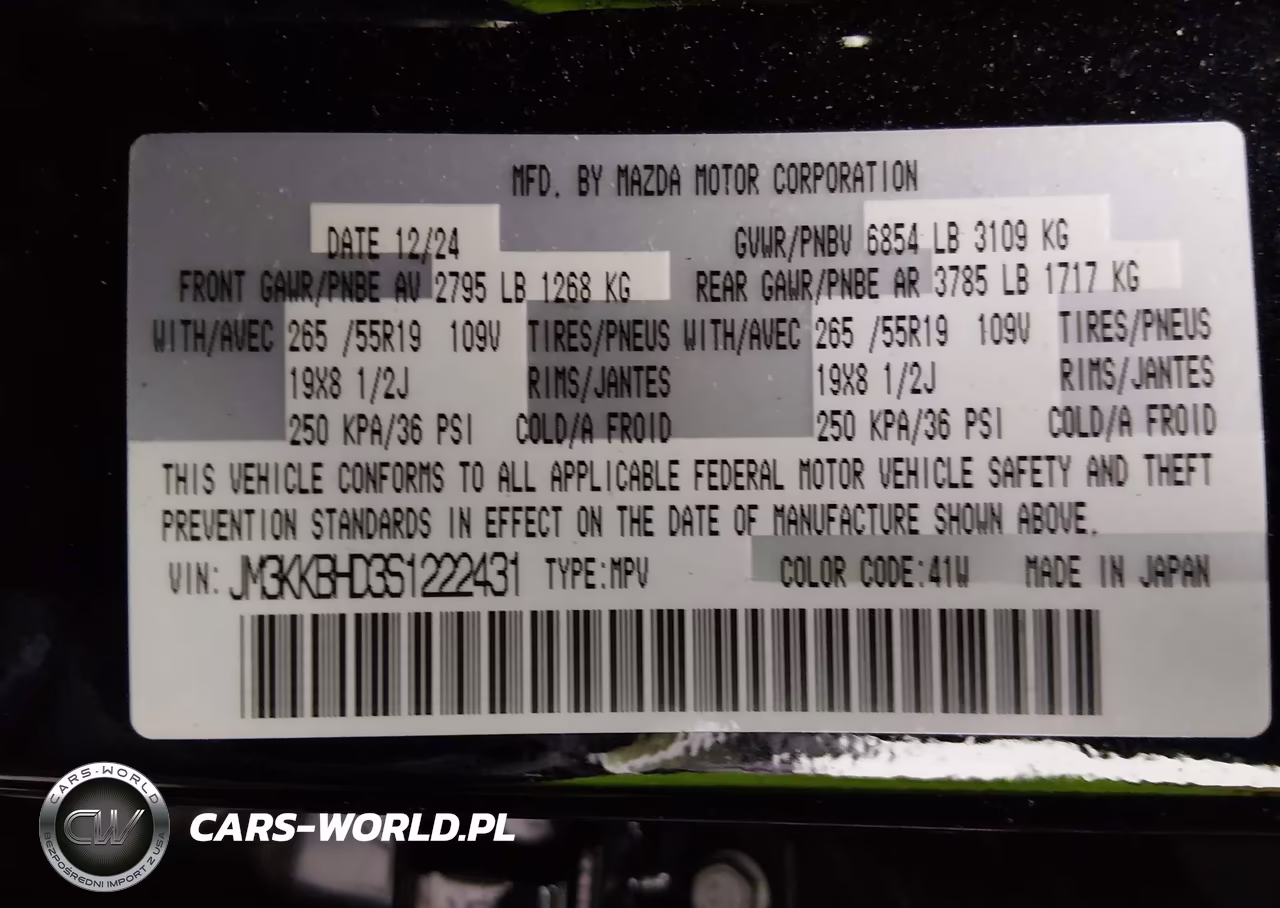 2025 Mazda Cx-90 3.3 Turbo Preferred Package VIN:JM3KKBHD3S1222431 - 9