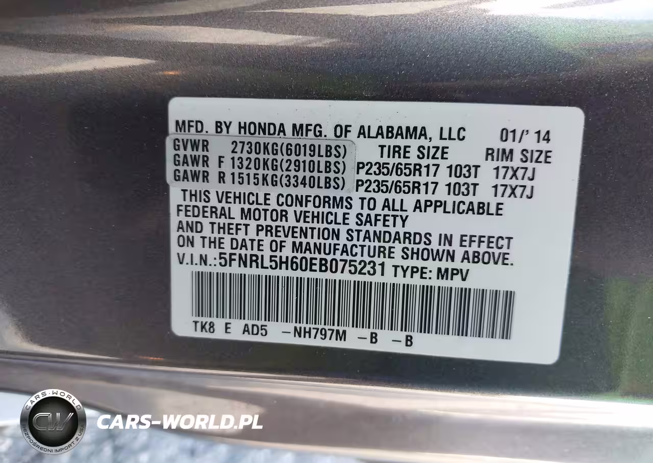 2014 Honda Odyssey Ex-L VIN:5FNRL5H60EB075231 - 9