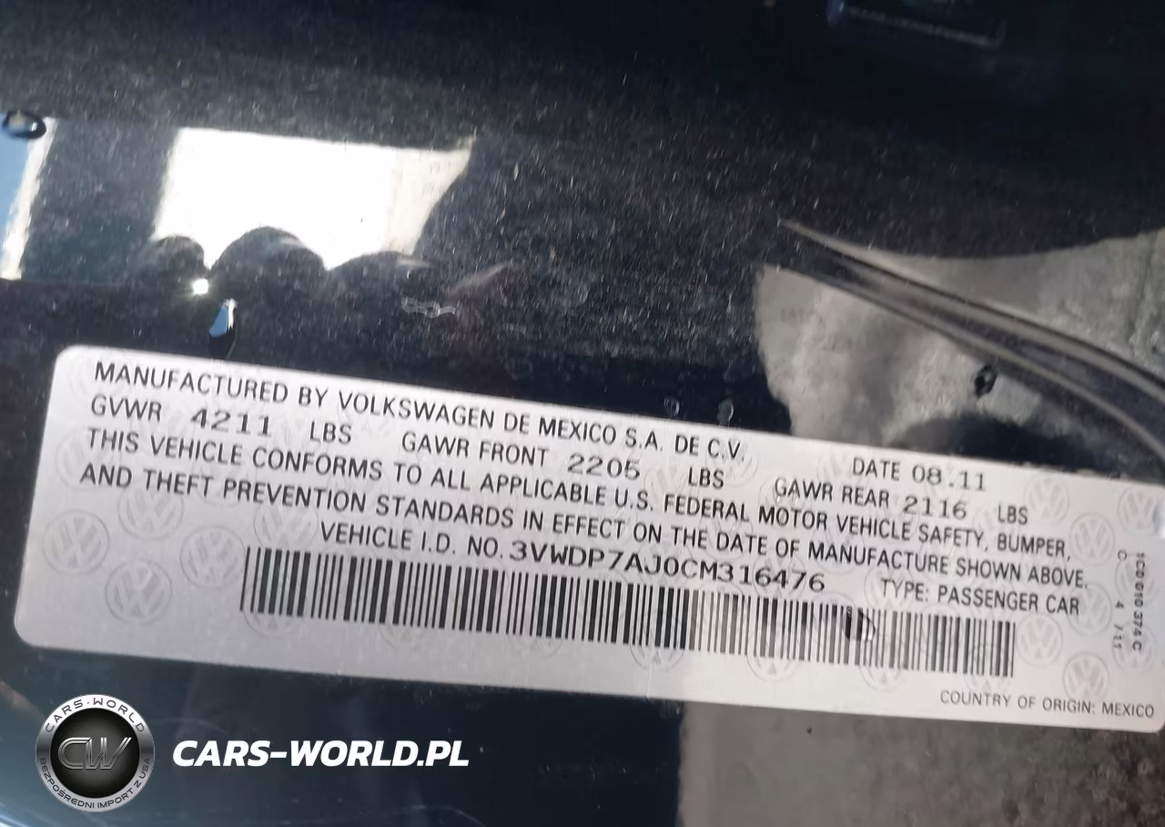 2012 Volkswagen Jetta 2.5L Se VIN:3VWDP7AJ0CM316476 - 9