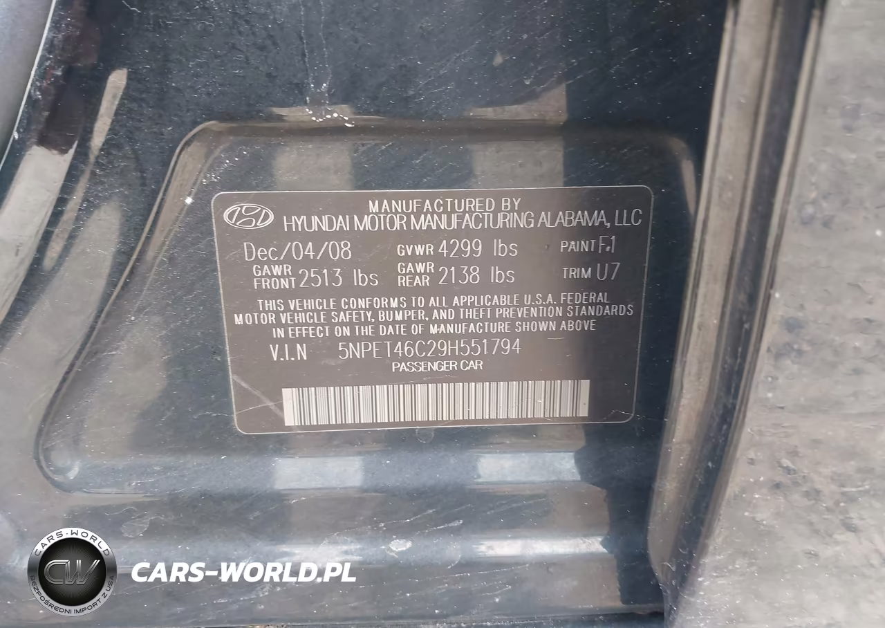 2009 Hyundai Sonata Gls VIN:5NPET46C29H551794 - 9