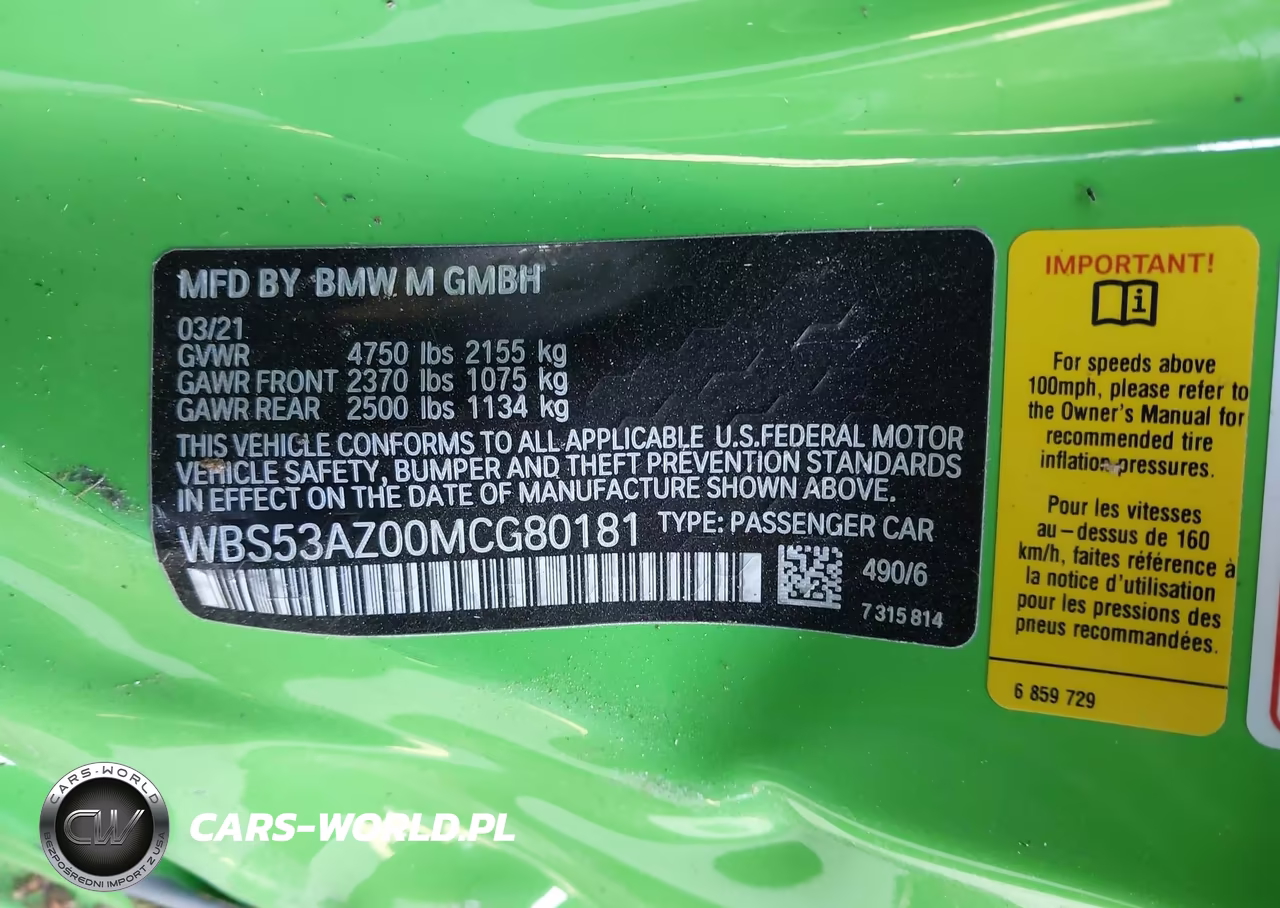 2021 BMW M4 VIN:WBS53AZ00MCG80181 - 9