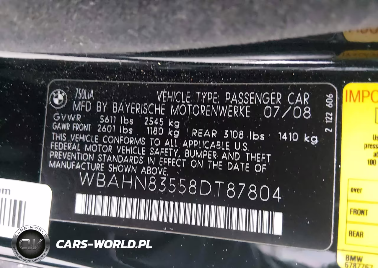 2008 BMW 750Li VIN:WBAHN83558DT87804 - 9