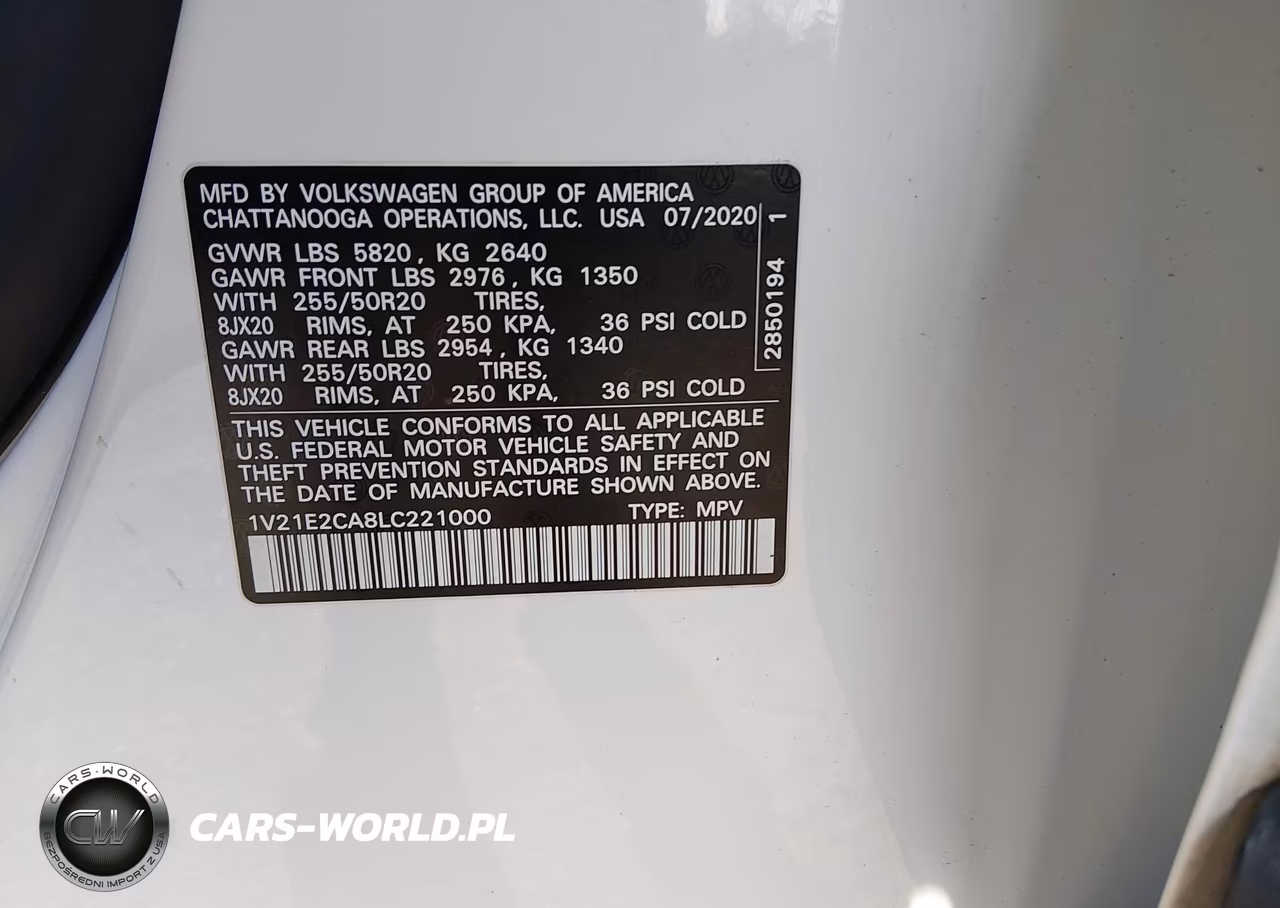 2020 Volkswagen Atlas Cross Sport 3.6L V6 Se W-Technology-3.6L V6 Se W-Technology R-Line VIN:1V21E2CA8LC221000 - 9