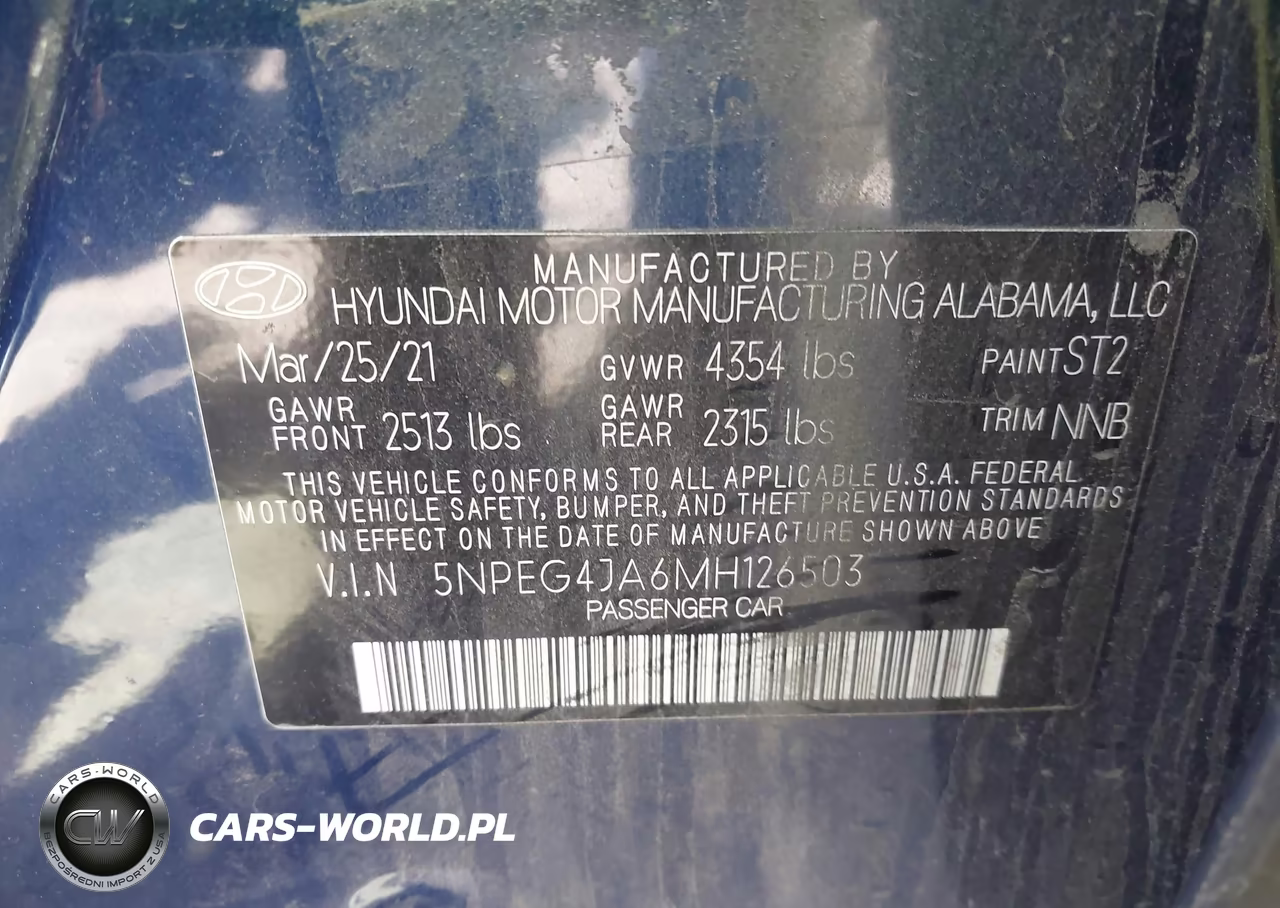 2021 Hyundai Sonata Se VIN:5NPEG4JA6MH126503 - 9