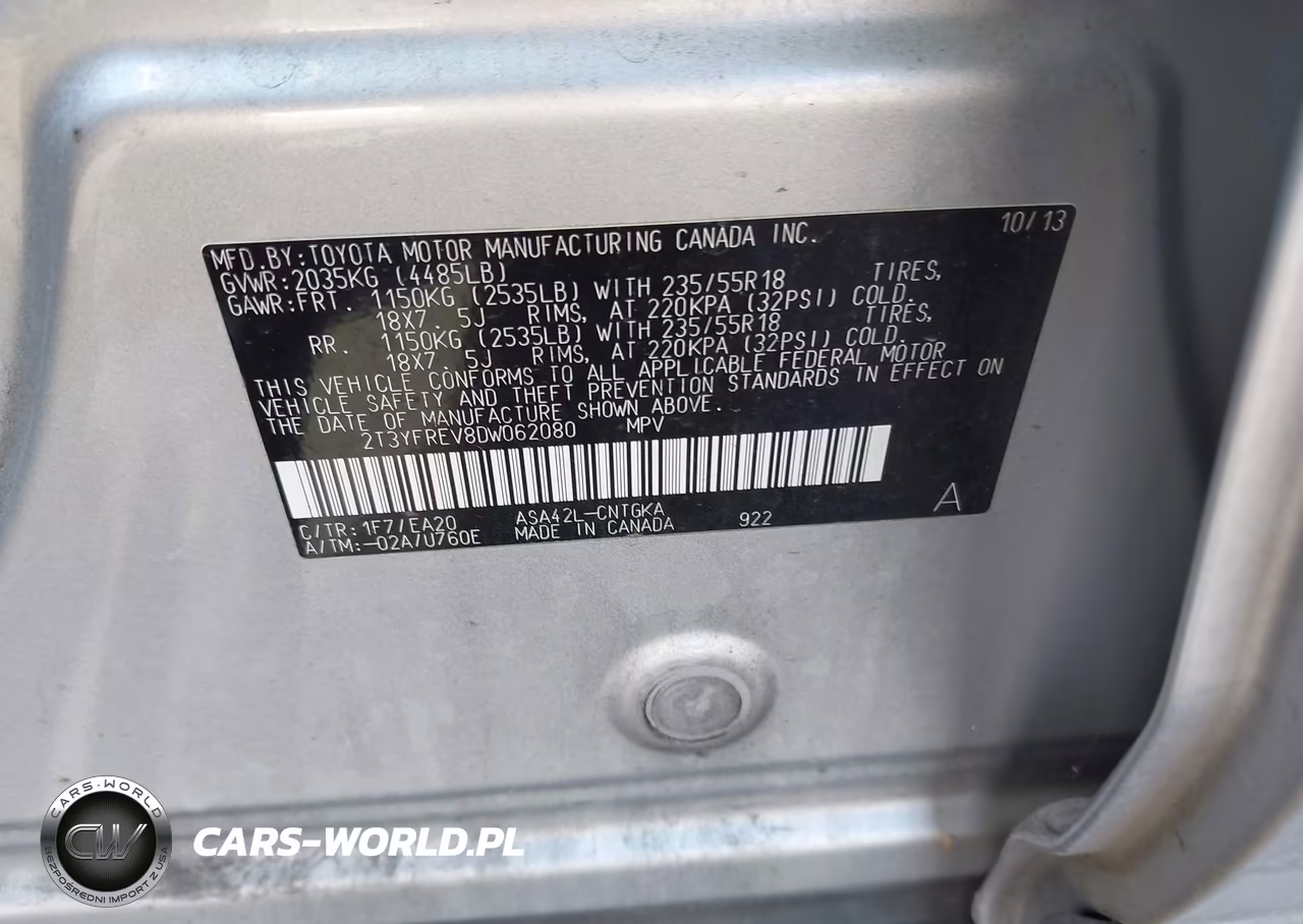 2013 Toyota Rav4 Limited VIN:2T3YFREV8DW062080 - 9