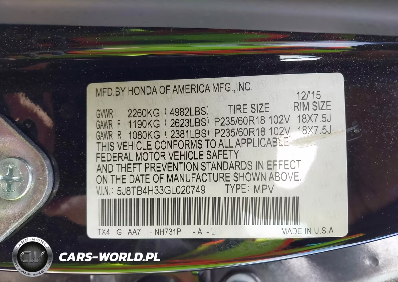 2016 Acura Rdx Acurawatch Plus Package VIN:5J8TB4H33GL020749 - 9
