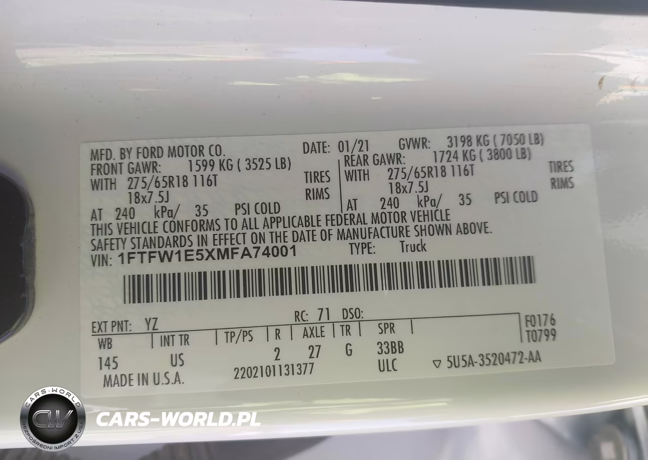 2021 Ford F-150 Xlt VIN:1FTFW1E5XMFA74001 - 9