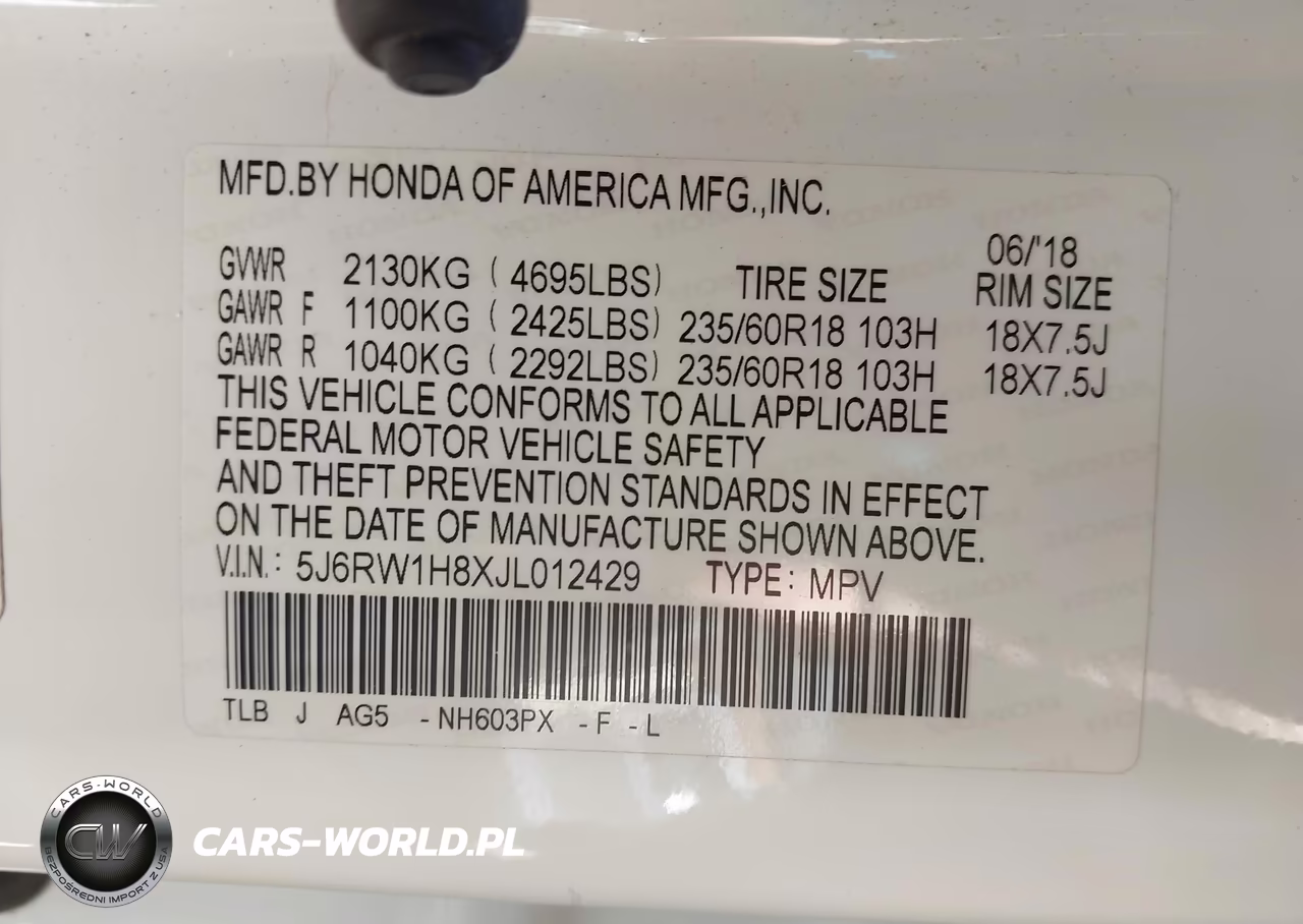 2018 Honda Cr-V Ex-L-Ex-L Navi VIN:5J6RW1H8XJL012429 - 9