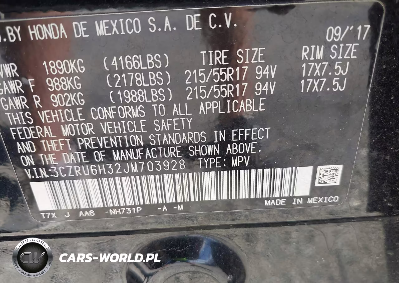 2018 Honda Hr-V Lx VIN:3CZRU6H32JM703928 - 9