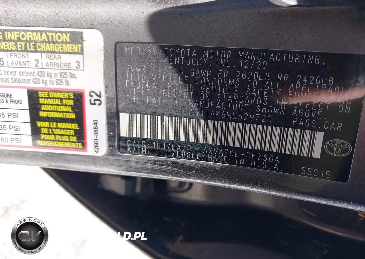 2021 Toyota Camry Se VIN:4T1G11AK9MU529720 - 9