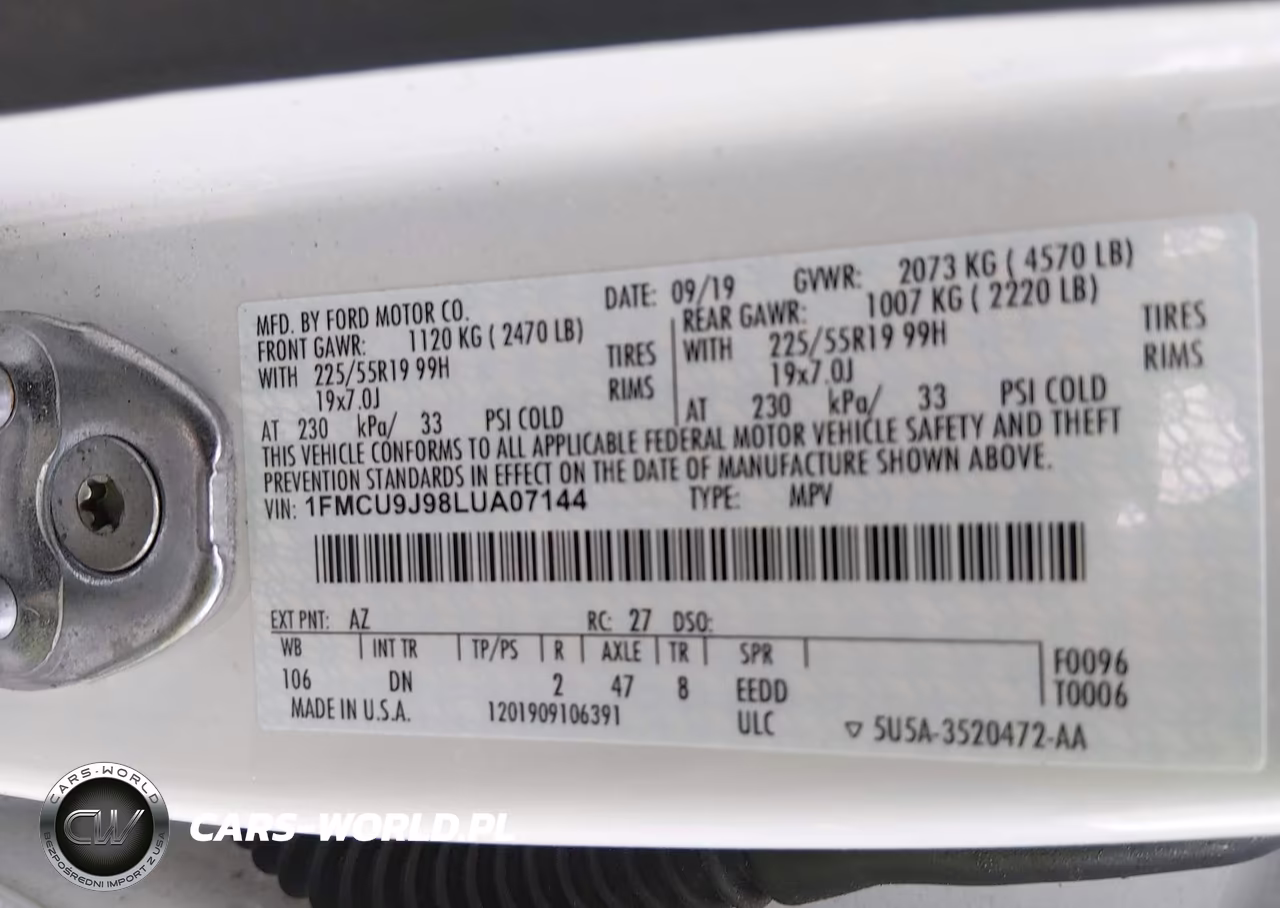 2020 Ford Escape Titanium VIN:1FMCU9J98LUA07144 - 9