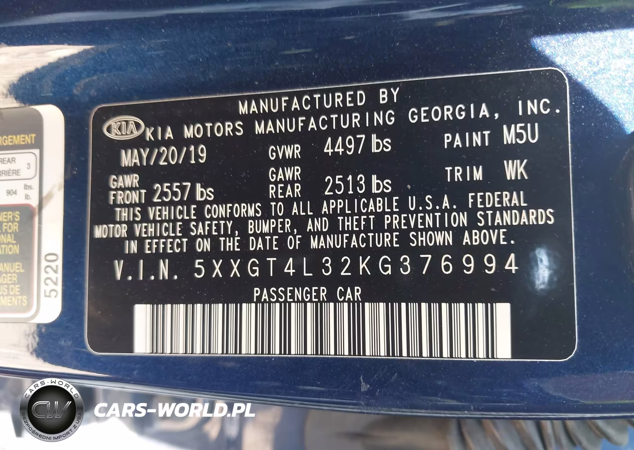2019 Kia Optima Lx VIN:5XXGT4L32KG376994 - 9