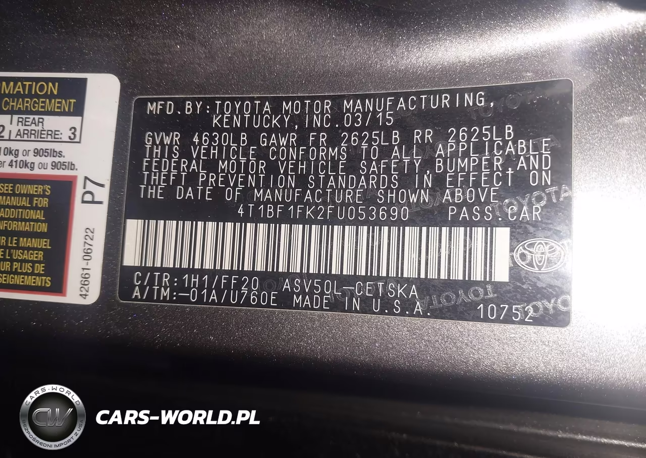2015 Toyota Camry Se VIN:4T1BF1FK2FU053690 - 9