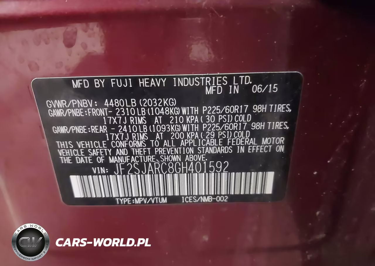 2016 Subaru Forester 2.5I Limited VIN:JF2SJARC8GH401592 - 9