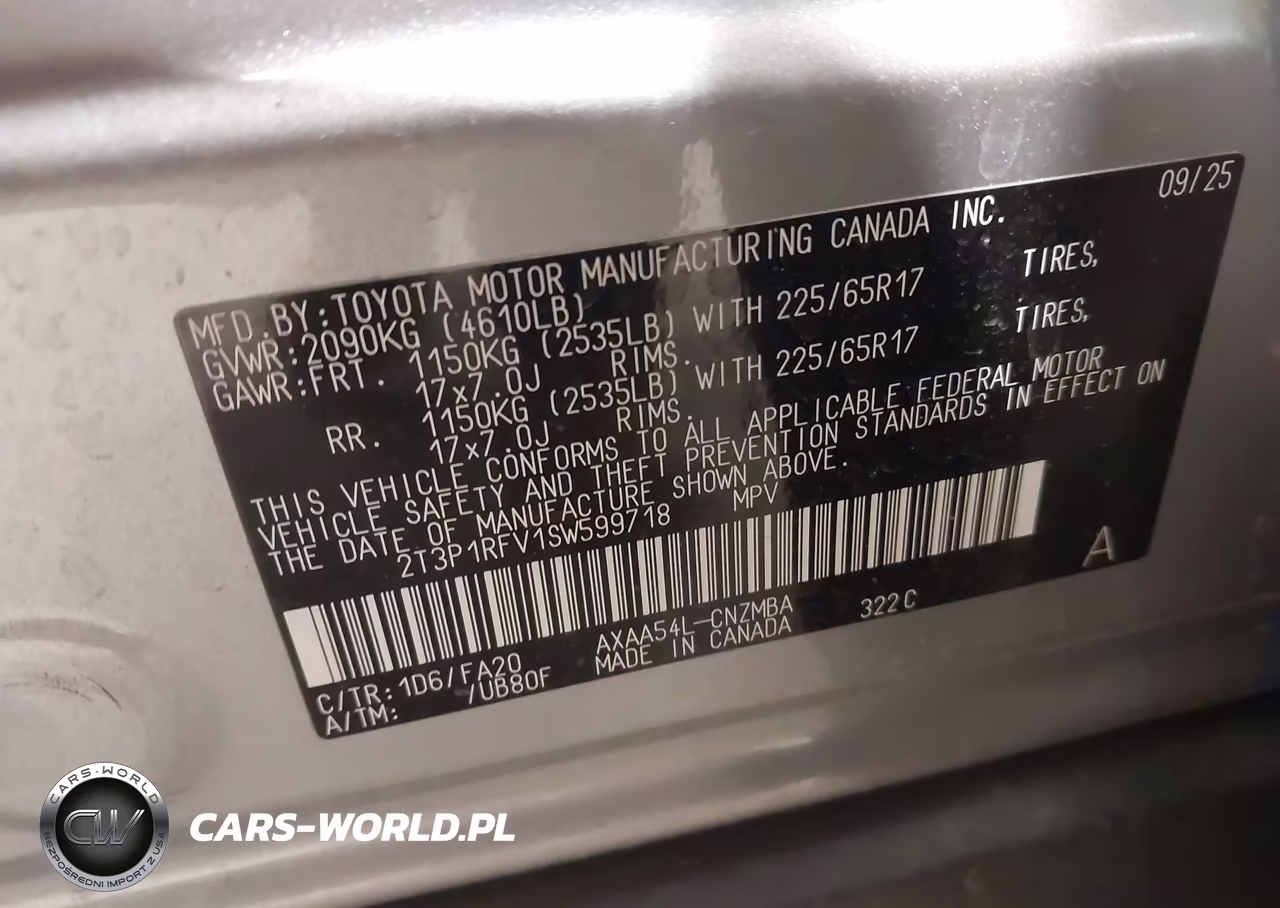 2025 Toyota Rav4 Xle VIN:2T3P1RFV1SW599718 - 9
