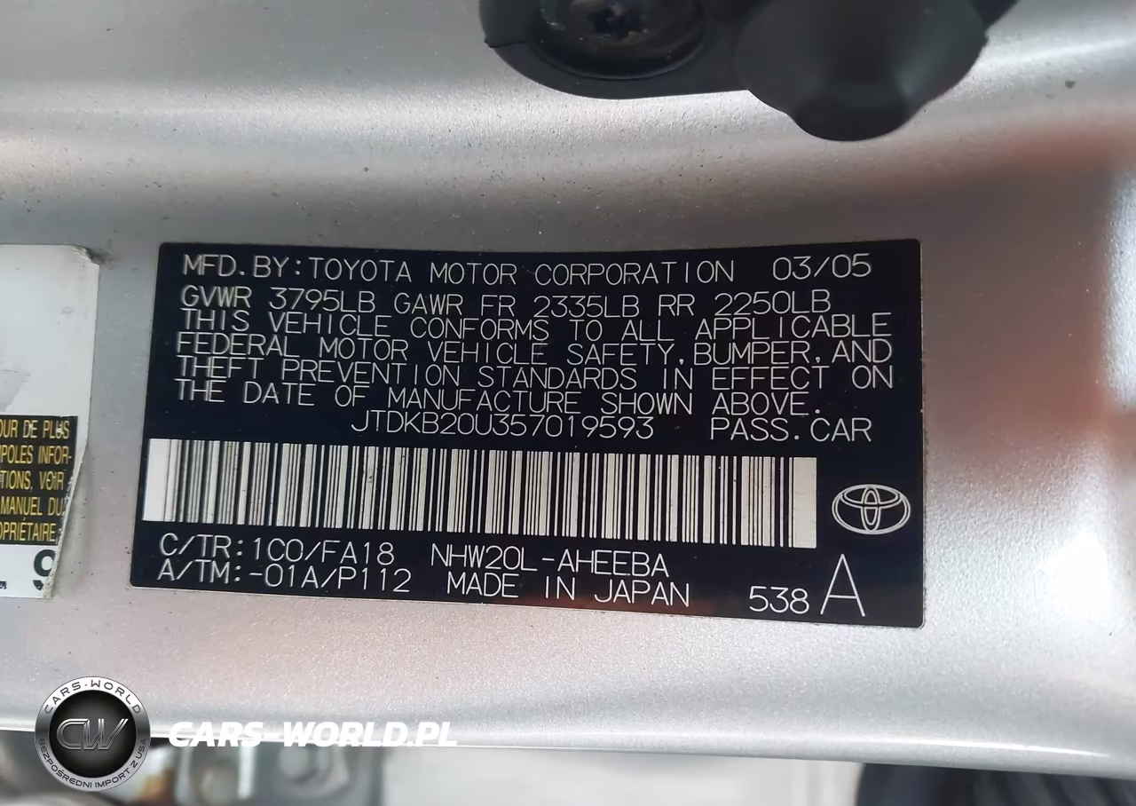 2005 Toyota Prius VIN:JTDKB20U357019593 - 9